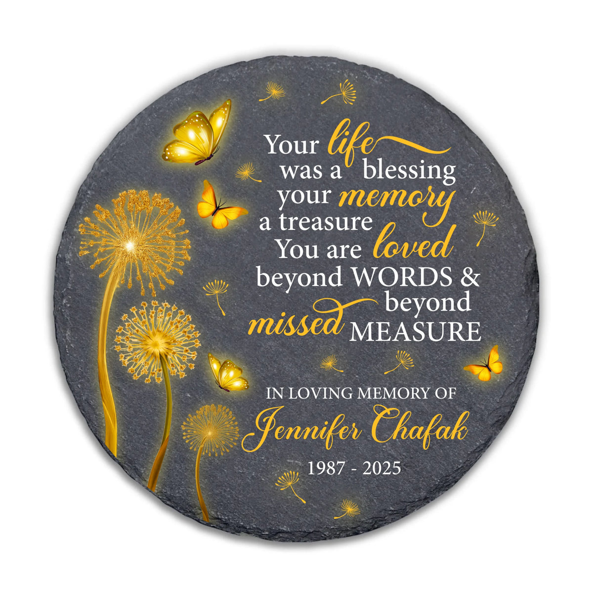Dandelion Your Life Was A Blessing Your Memory A Treasure - Personalized Memorial Stone, Loss Of Loved One Gift