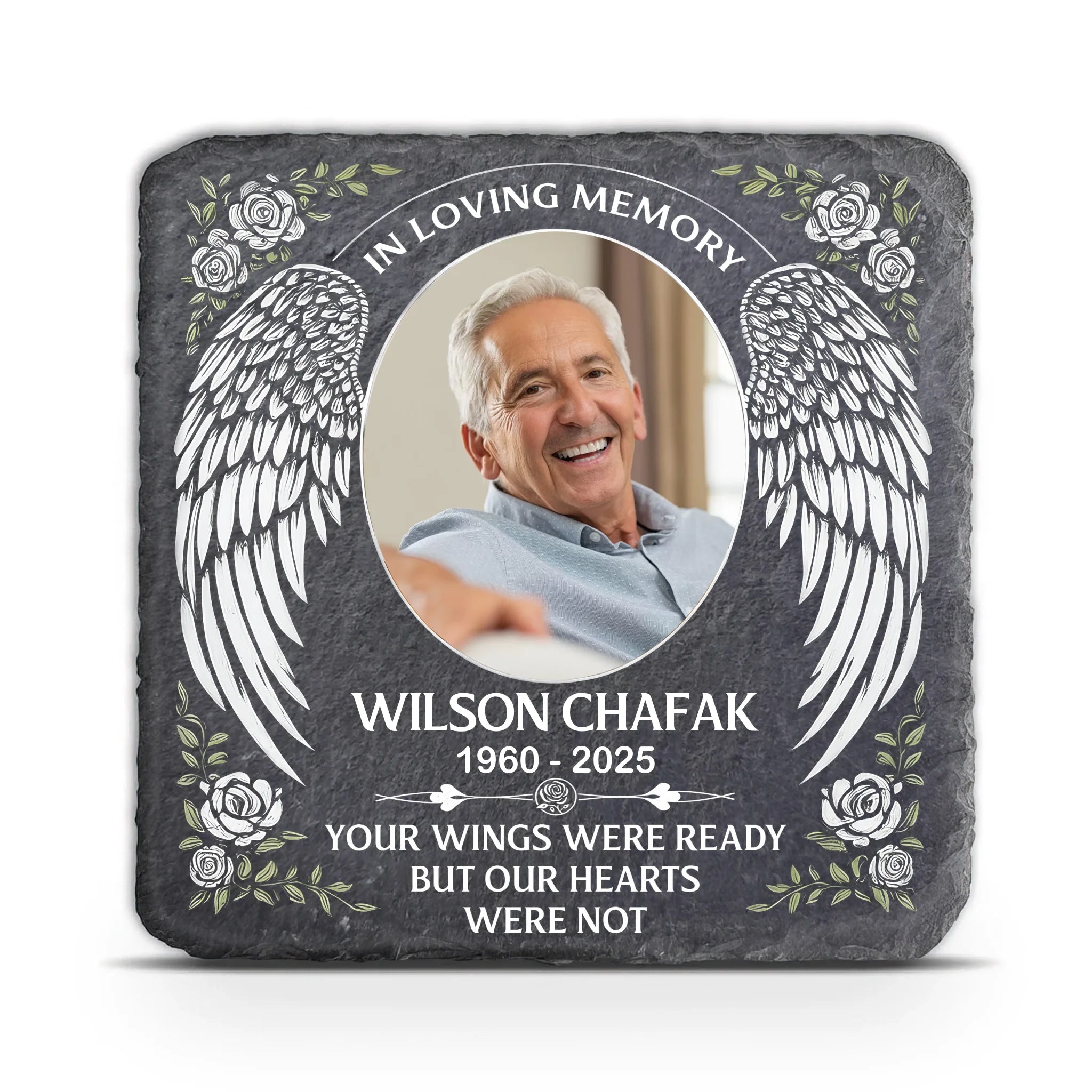 Your Wings Were Ready But Our Hearts Were Not - Personalized Memorial Stone, Sympathy Gift For Loss Of Loved One