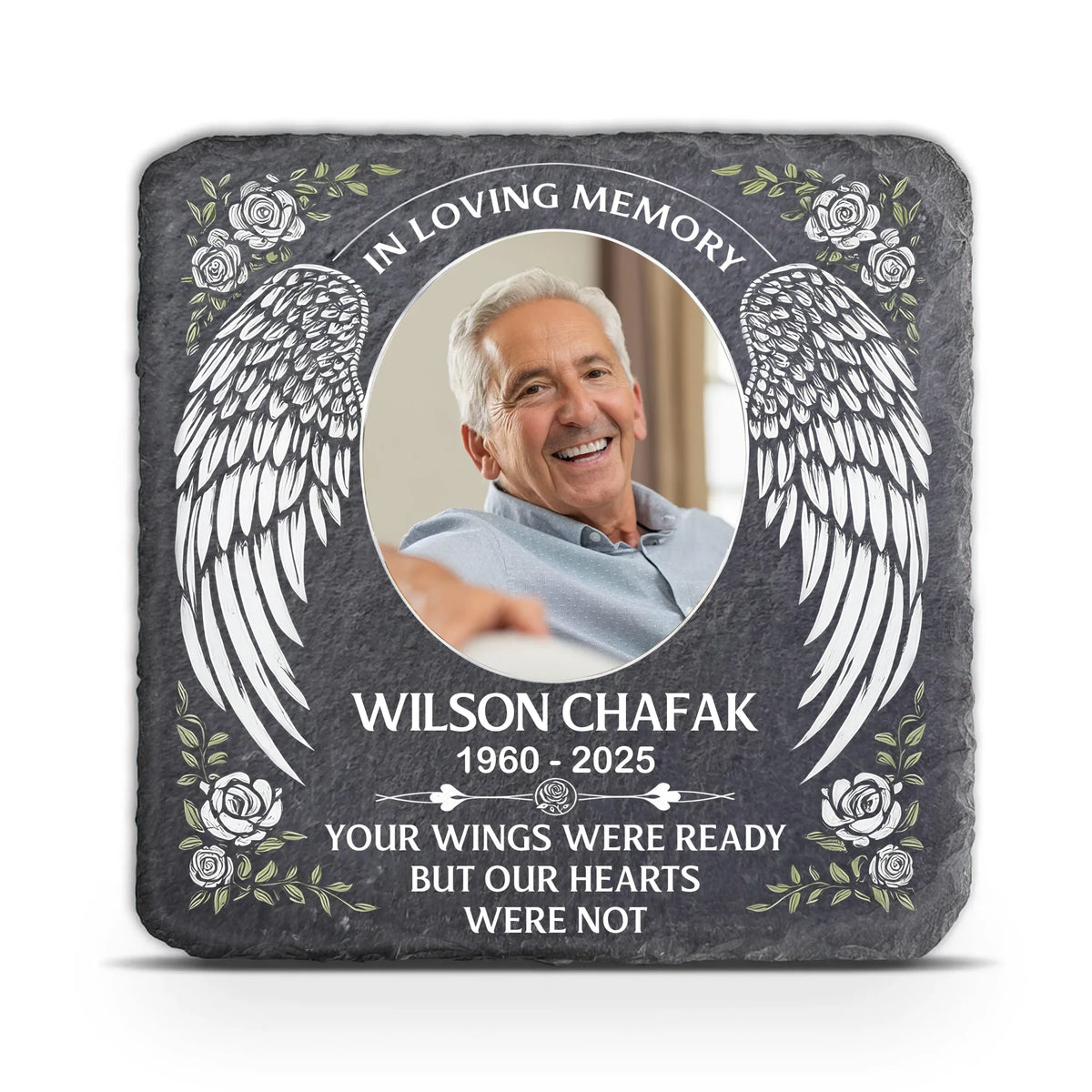 Your Wings Were Ready But Our Hearts Were Not - Personalized Memorial Stone, Sympathy Gift For Loss Of Loved One