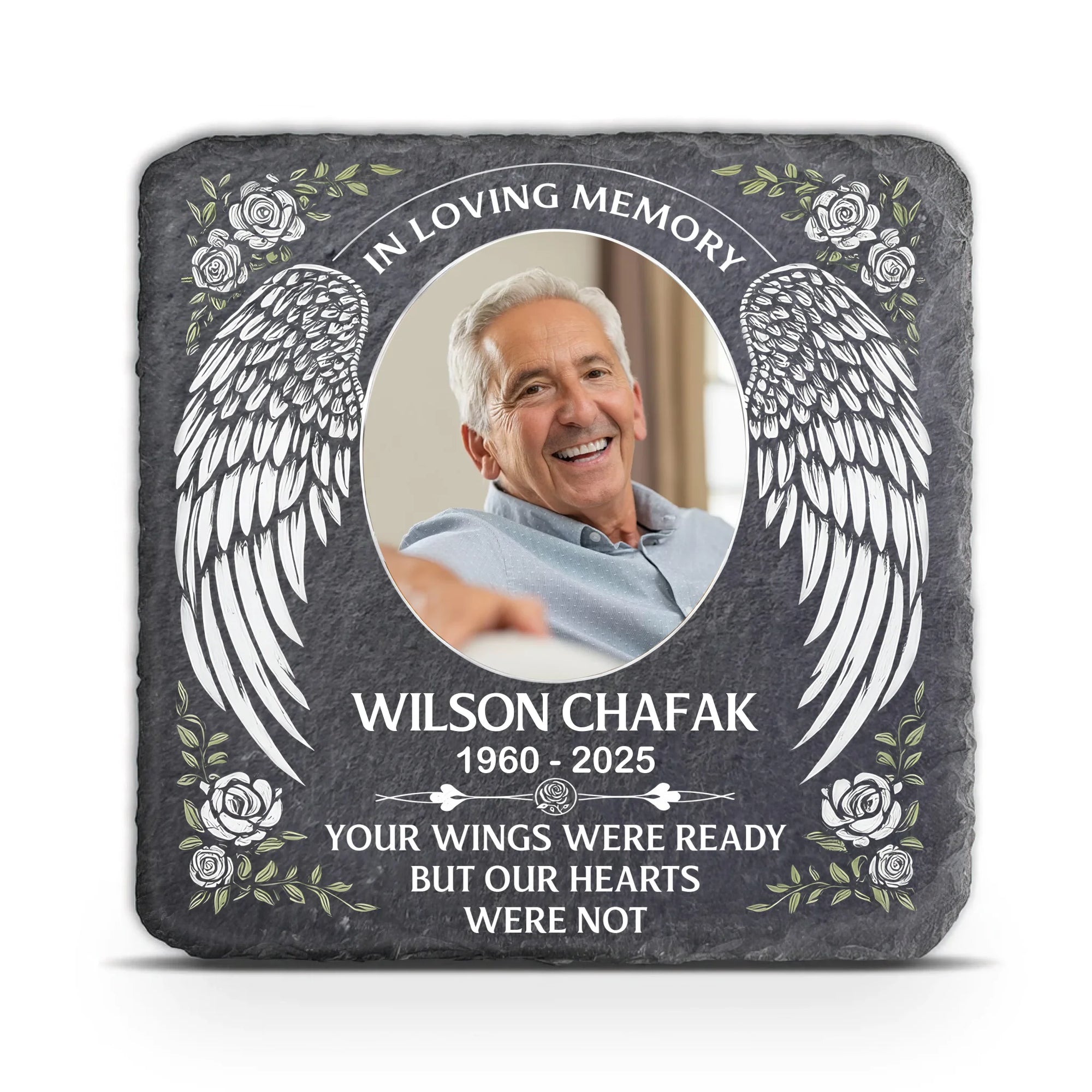 Your Wings Were Ready But Our Hearts Were Not - Personalized Memorial Stone, Sympathy Gift For Loss Of Loved One