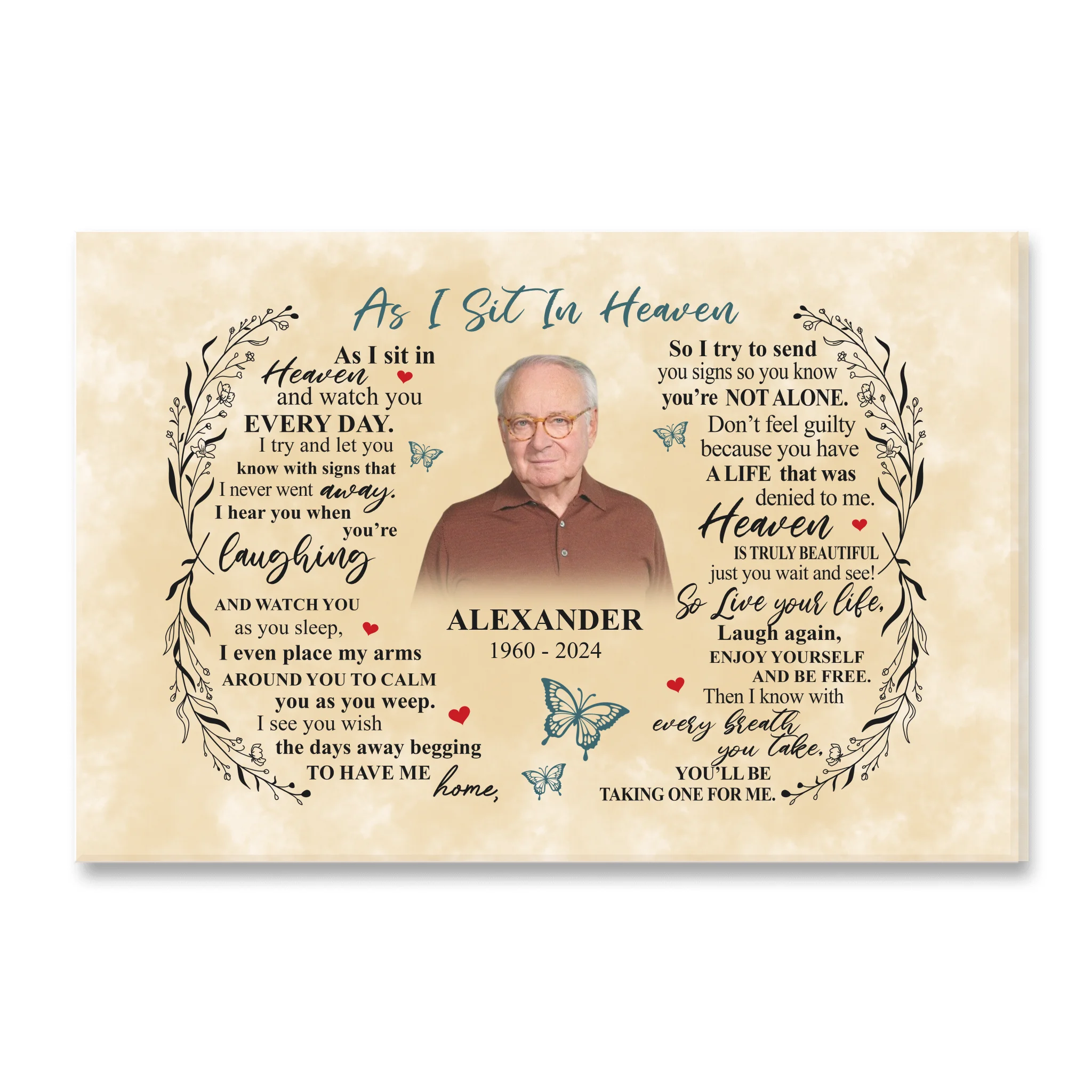 As I Sit In Heaven - Personalized Canvas, Memorial Gift, Sympathy Gift For Loss Of Loved One