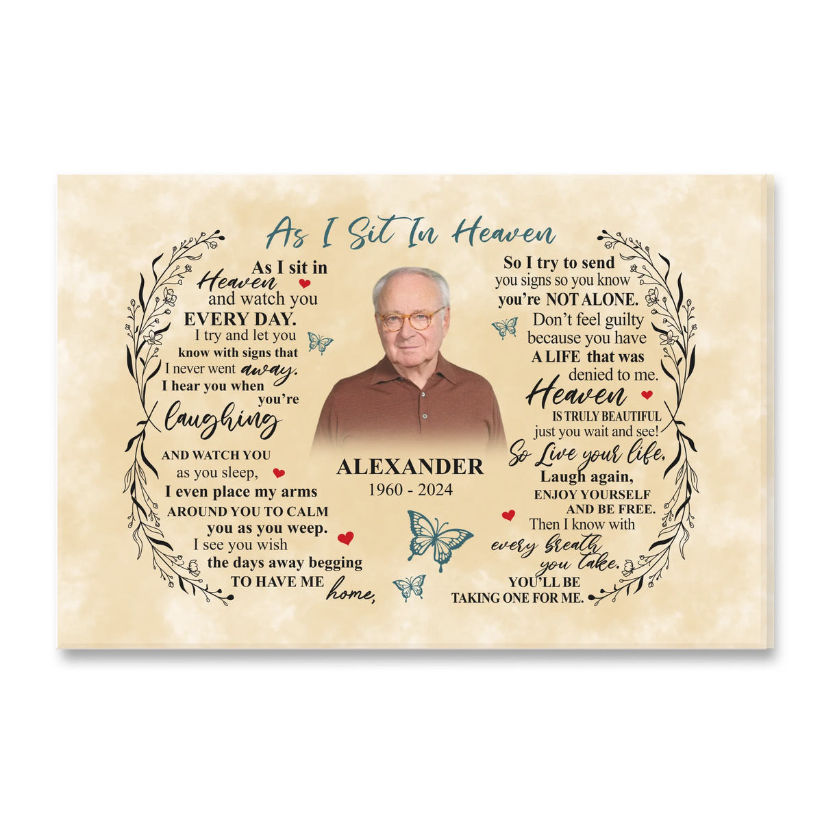 As I Sit In Heaven - Personalized Canvas, Memorial Gift, Sympathy Gift For Loss Of Loved One
