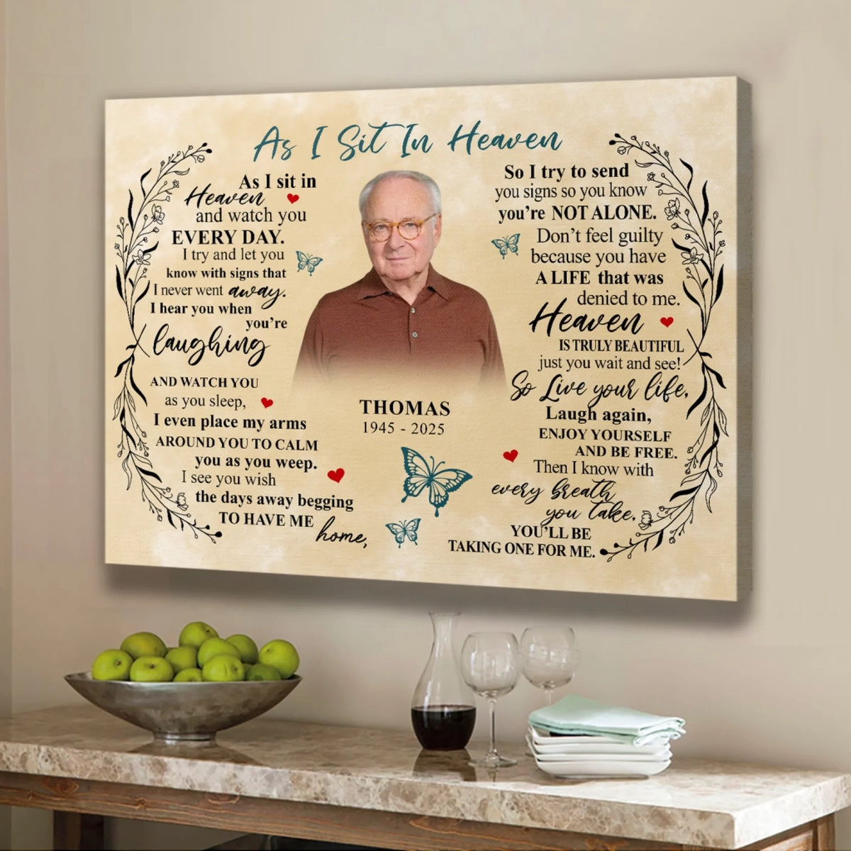 As I Sit In Heaven - Personalized Canvas, Memorial Gift, Sympathy Gift For Loss Of Loved One