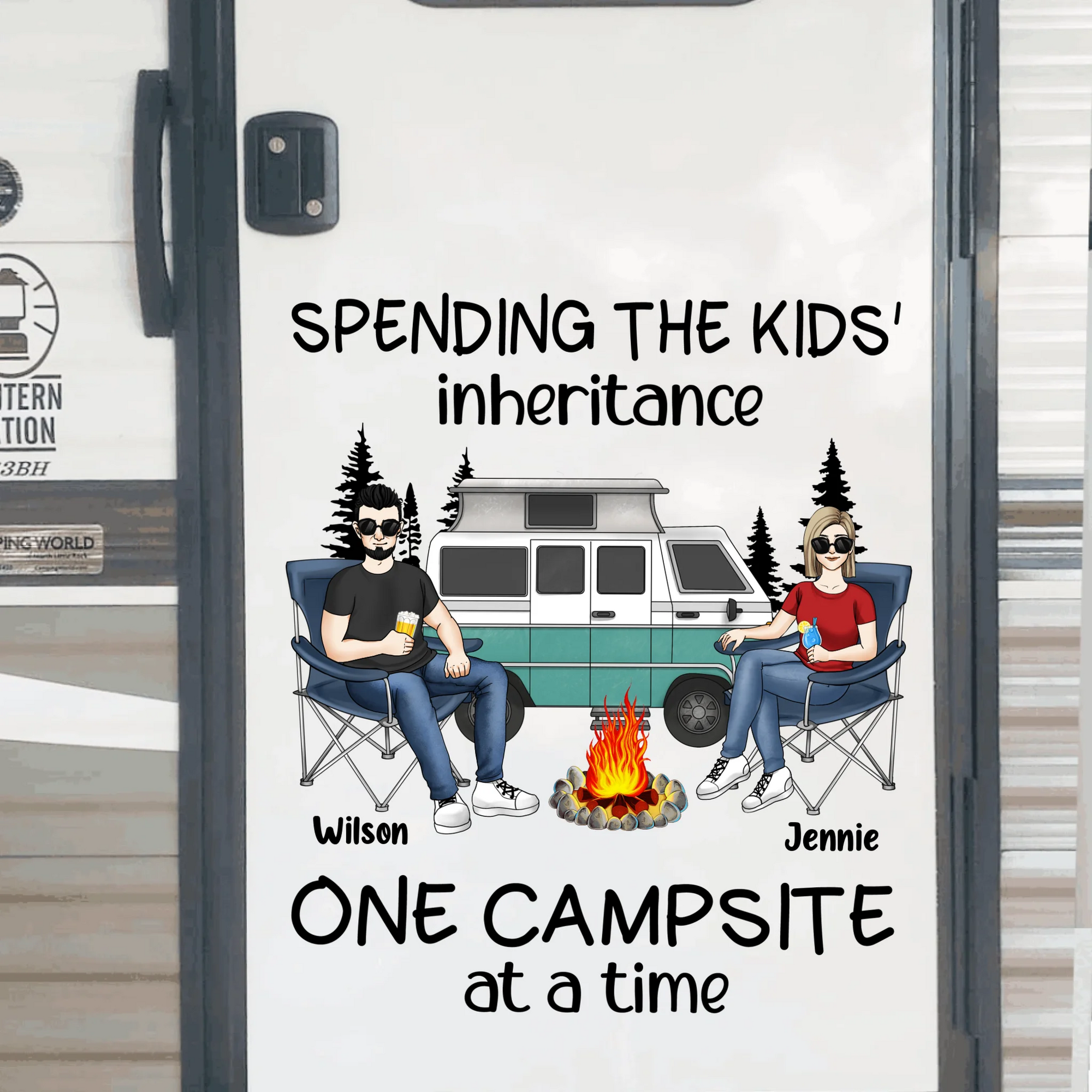 Spending The Kids' Inheritance One Campsite At A Time - Personalized Decal, Camping Decal Gift