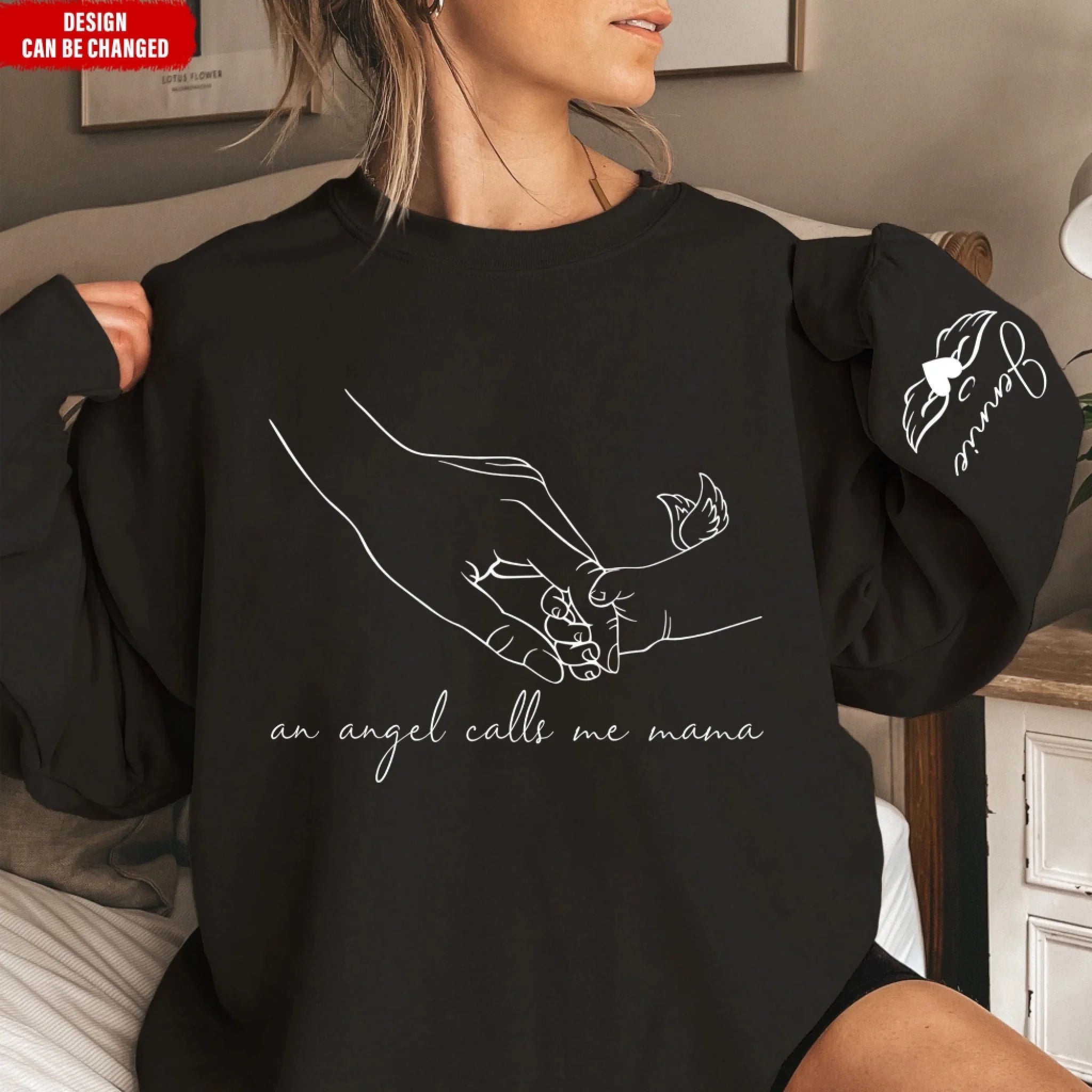 An Angel Calls Me Mama - Personalized Sleeve Print Sweatshirt, Memorial gift , An Angel Calls Me Mama