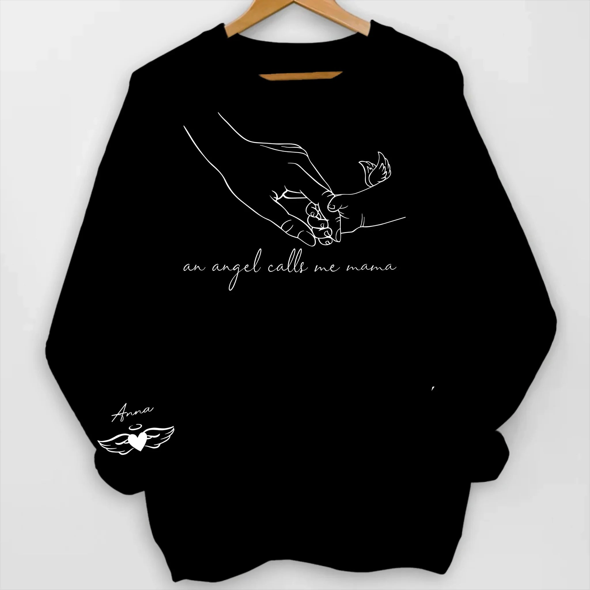 An Angel Calls Me Mama - Personalized Sleeve Print Sweatshirt, Memorial gift , An Angel Calls Me Mama