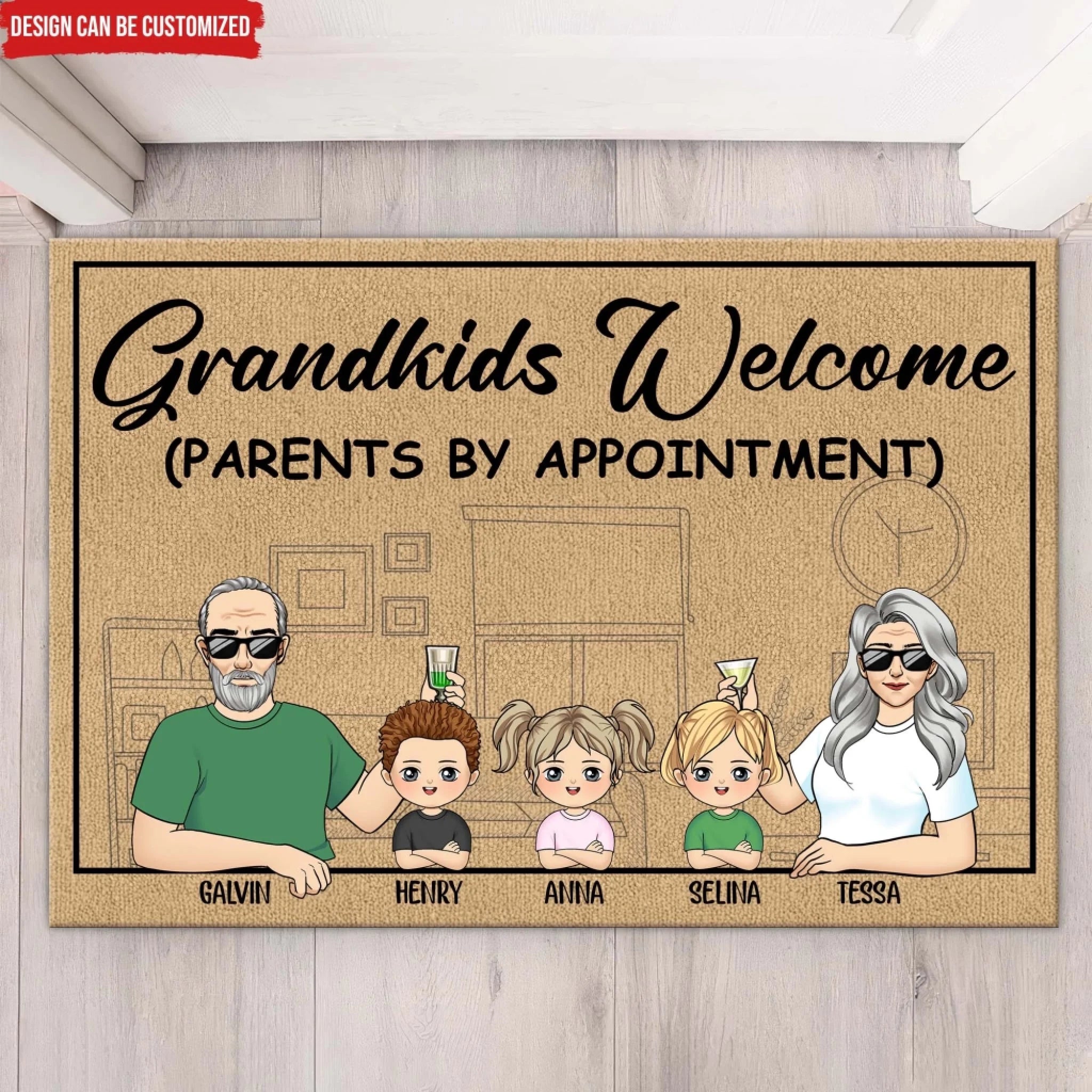 Grandkids Welcome Parents by Appointment - Personalized Doormat, Funny Welcome Gift For Grandparents