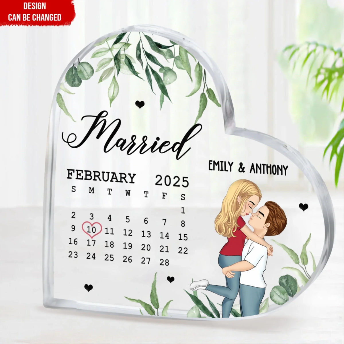 Married Calendar - Personalized Acrylic Plaque, Wedding Gift for Couples, Wedding Keepsake Gift