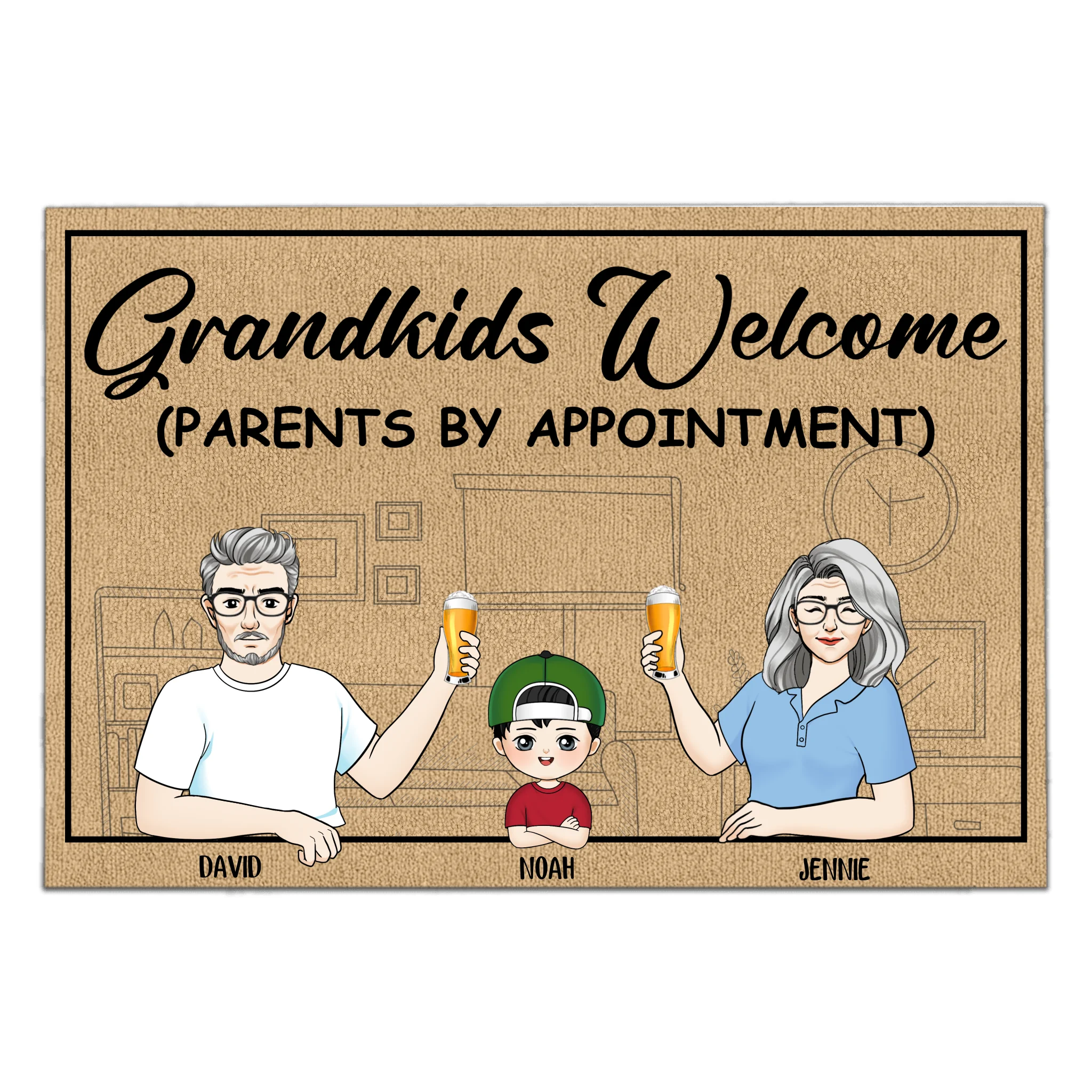 Grandkids Welcome Parents by Appointment - Personalized Doormat, Funny Welcome Gift For Grandparents