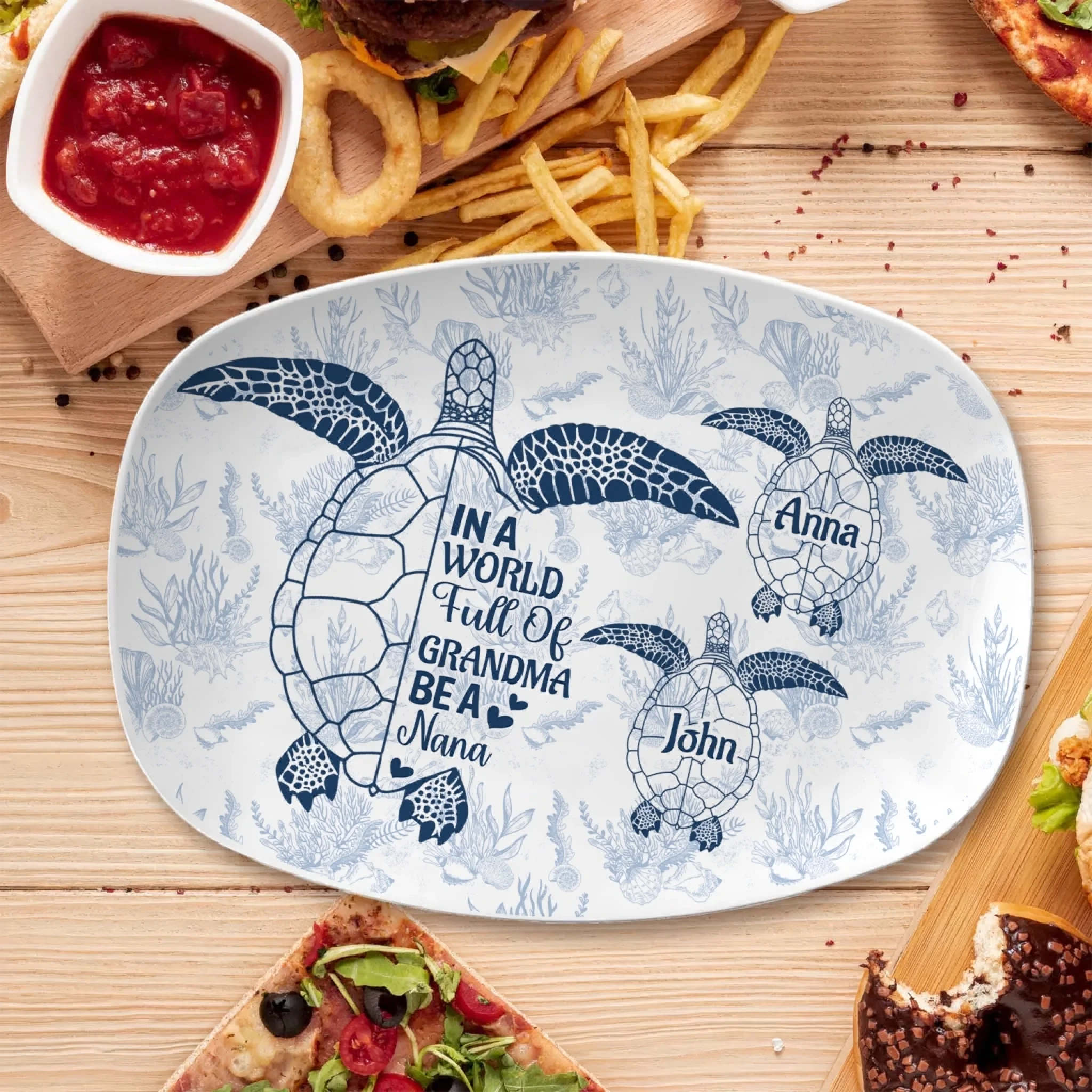 In A World Full Of Grandma be a Nana - Personalized Platter, Gift For Grandma