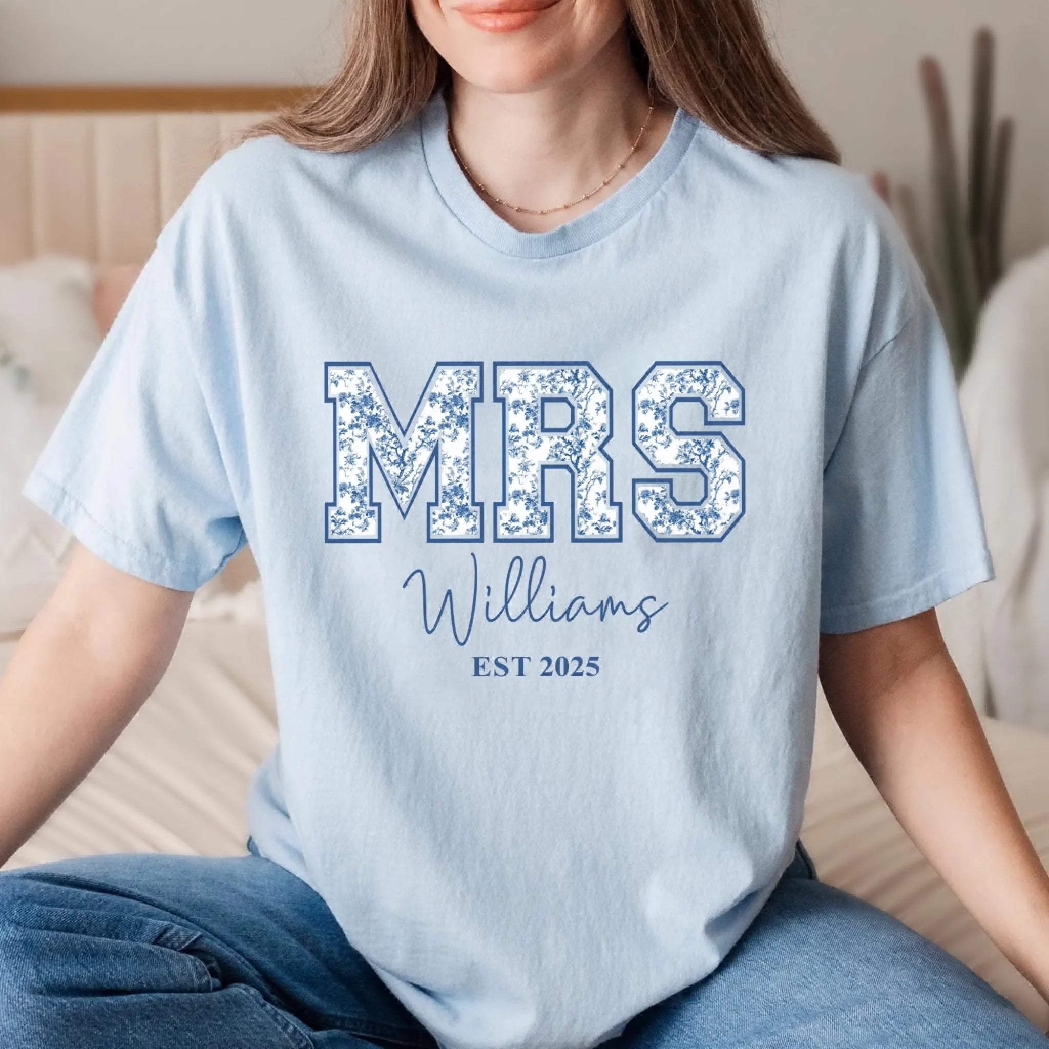 Mrs  Blue Floral Toile De Jouy Version mk 1