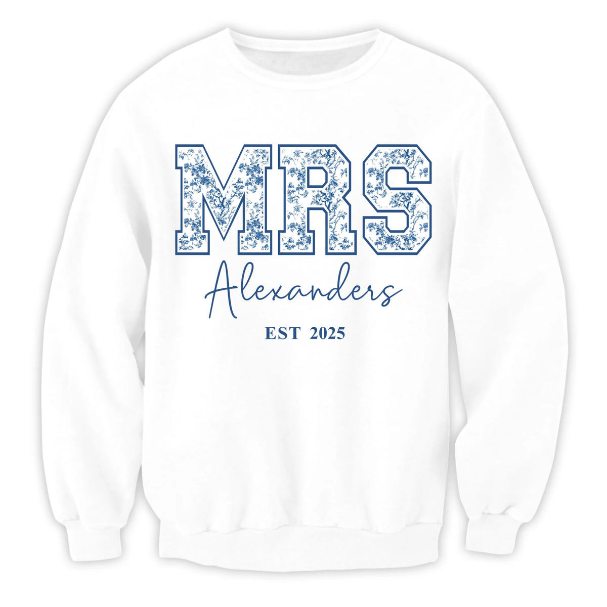 Future/Bride/Wifey/Mrs Blue Floral Toile De Jouy Version - Personalized T-Shirt, Gift For New Bride, Birthday Gift For Wife, Wedding Anniversary Gift