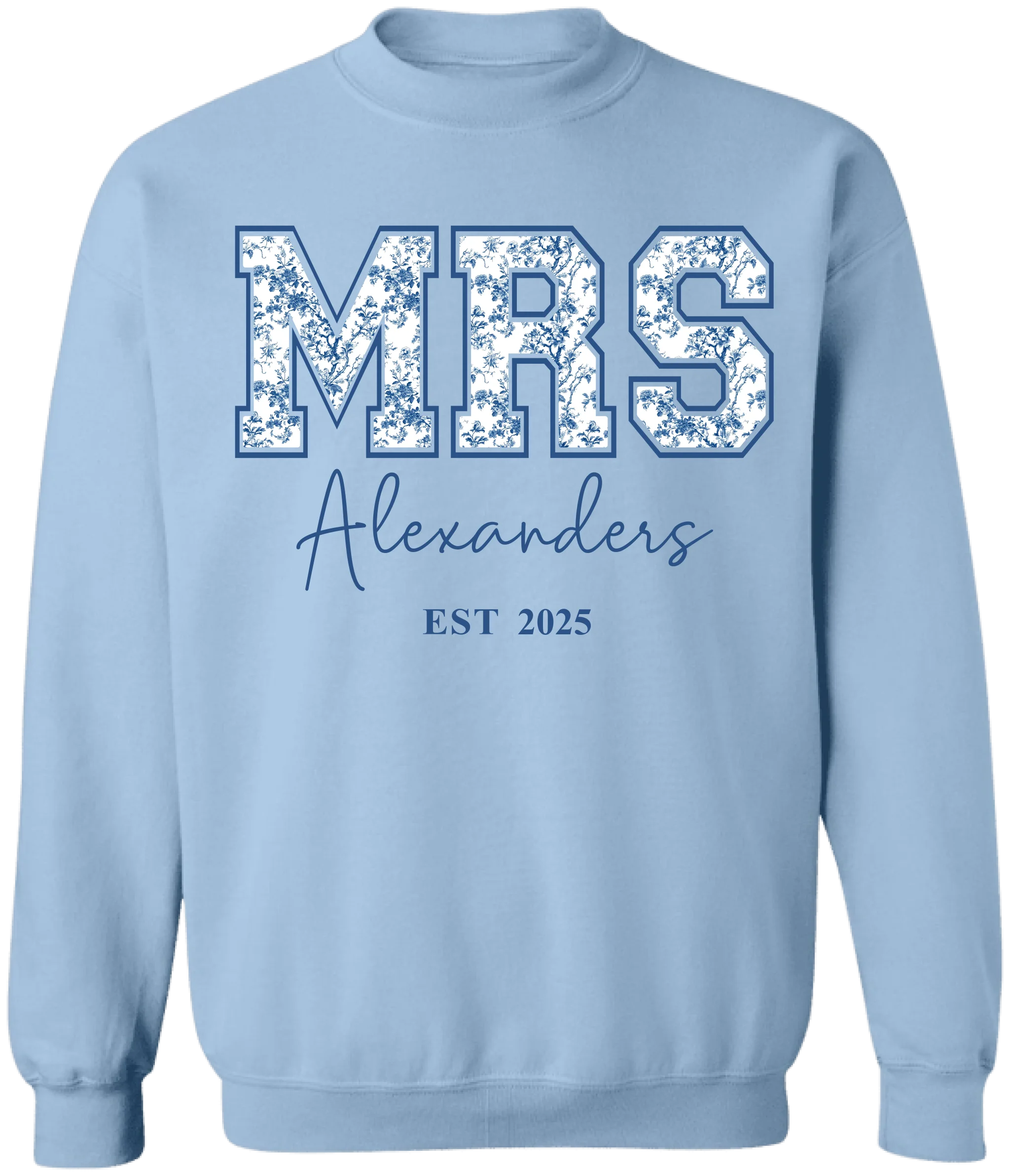 Future/Bride/Wifey/Mrs Blue Floral Toile De Jouy Version - Personalized T-Shirt, Gift For New Bride, Birthday Gift For Wife, Wedding Anniversary Gift