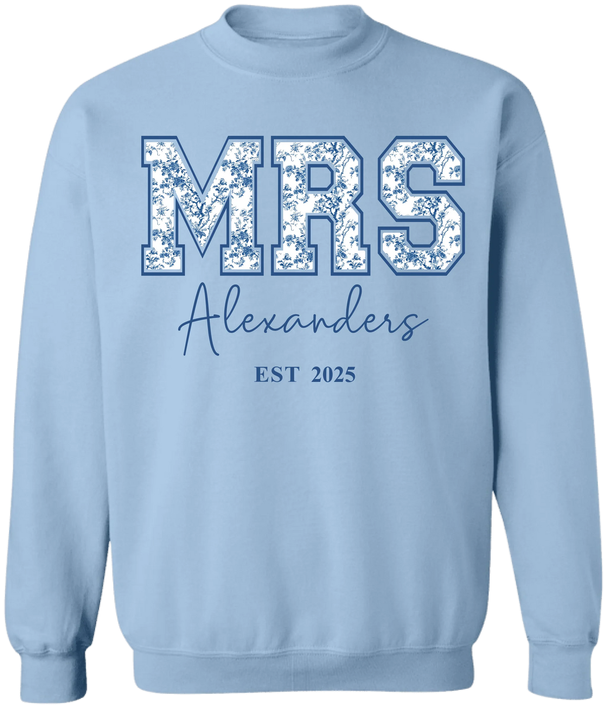 Future/Bride/Wifey/Mrs Blue Floral Toile De Jouy Version - Personalized T-Shirt, Gift For New Bride, Birthday Gift For Wife, Wedding Anniversary Gift