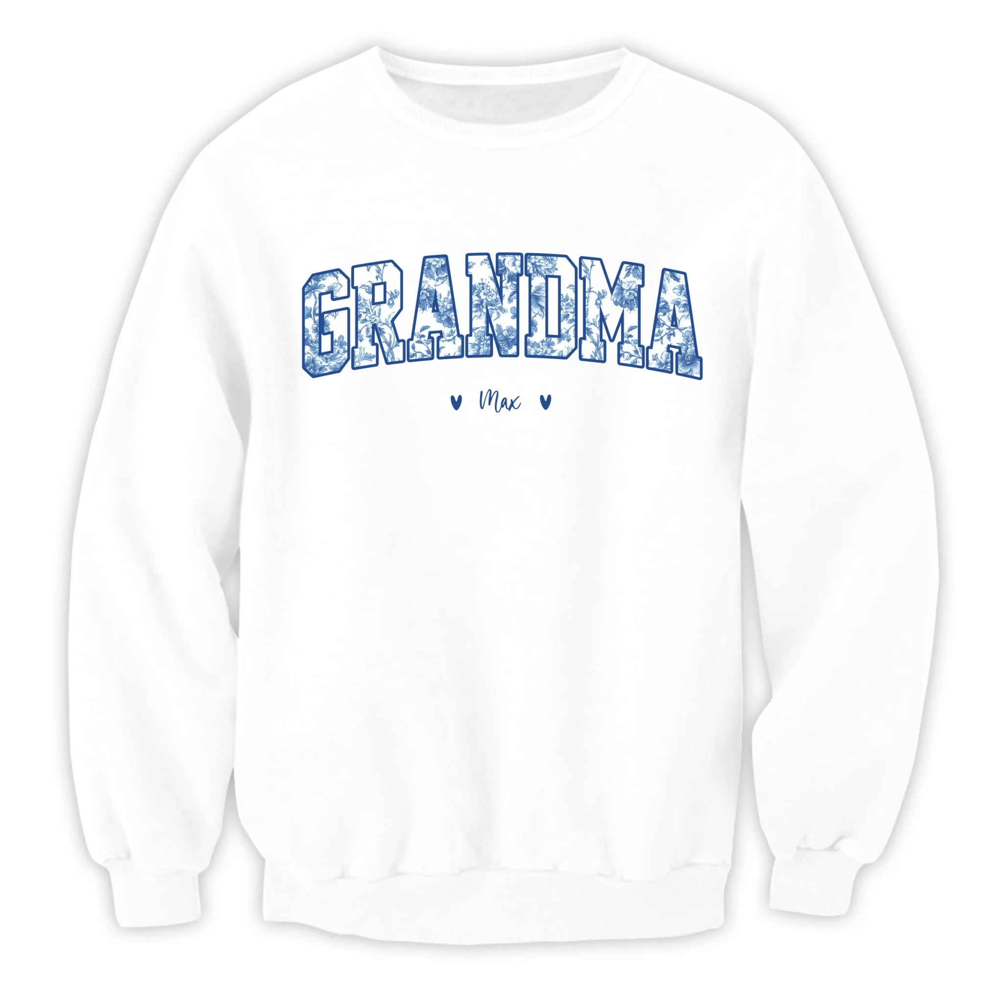 Grandma Blue Floral Toile De Jouy Version- Personalized T-Shirt, Gift For Grandma, Birthday Gift For Gigi/Nana/Mama/Mimi