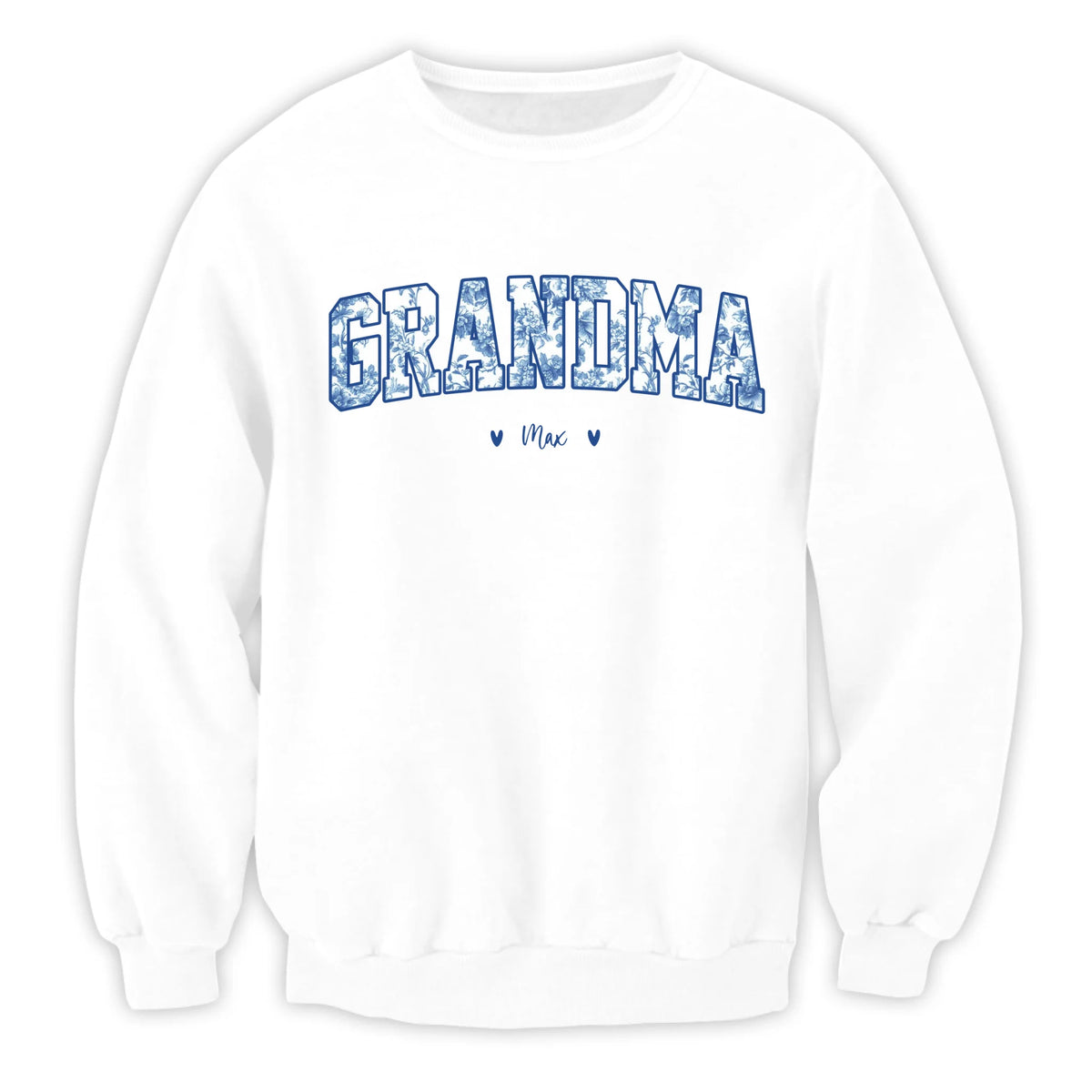 Grandma Blue Floral Toile De Jouy Version- Personalized T-Shirt, Gift For Grandma, Birthday Gift For Gigi/Nana/Mama/Mimi