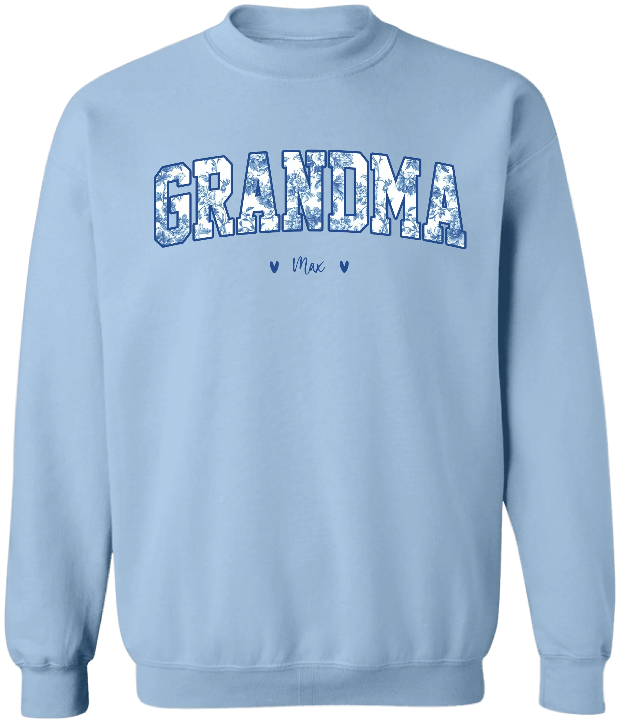 Grandma Blue Floral Toile De Jouy Version- Personalized T-Shirt, Gift For Grandma, Birthday Gift For Gigi/Nana/Mama/Mimi
