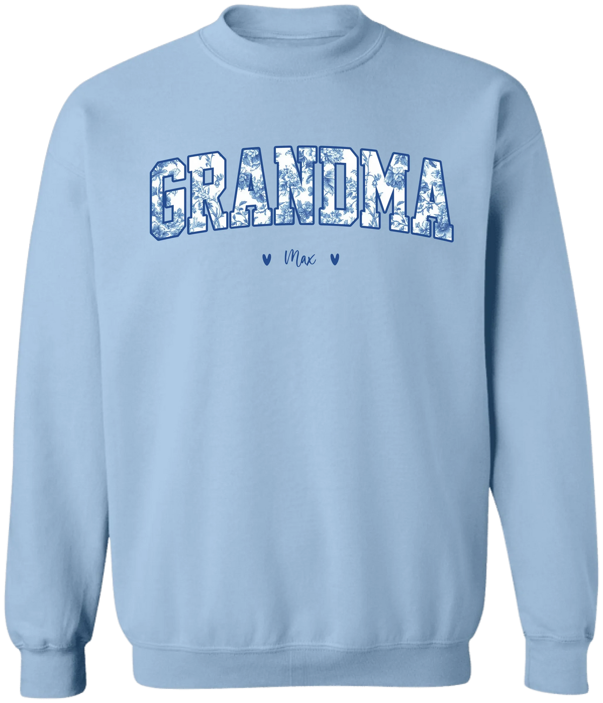 Grandma Blue Floral Toile De Jouy Version- Personalized T-Shirt, Gift For Grandma, Birthday Gift For Gigi/Nana/Mama/Mimi