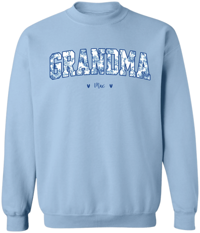 Grandma Blue Floral Toile De Jouy Version- Personalized T-Shirt, Gift For Grandma, Birthday Gift For Gigi/Nana/Mama/Mimi