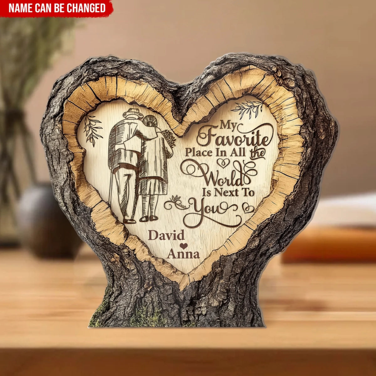 My Favorite Place In All The World Is Next To You - Personalized Acrylic Plaque, Line Art Portrait From Photo, Husband And Wife Love Gift