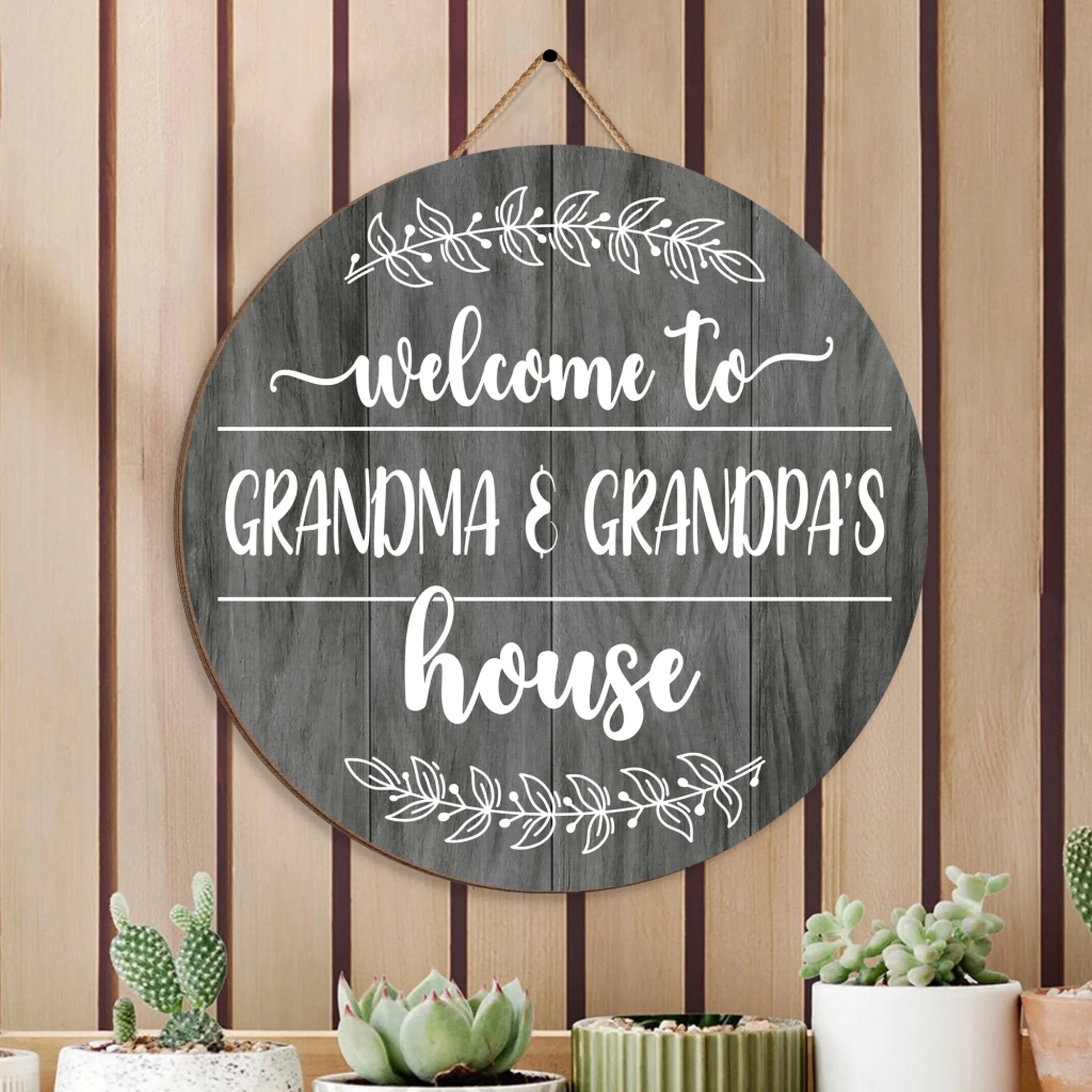 Welcome to Grandma And Grandpa's House - Personalized Wooden Sign, Rou ...