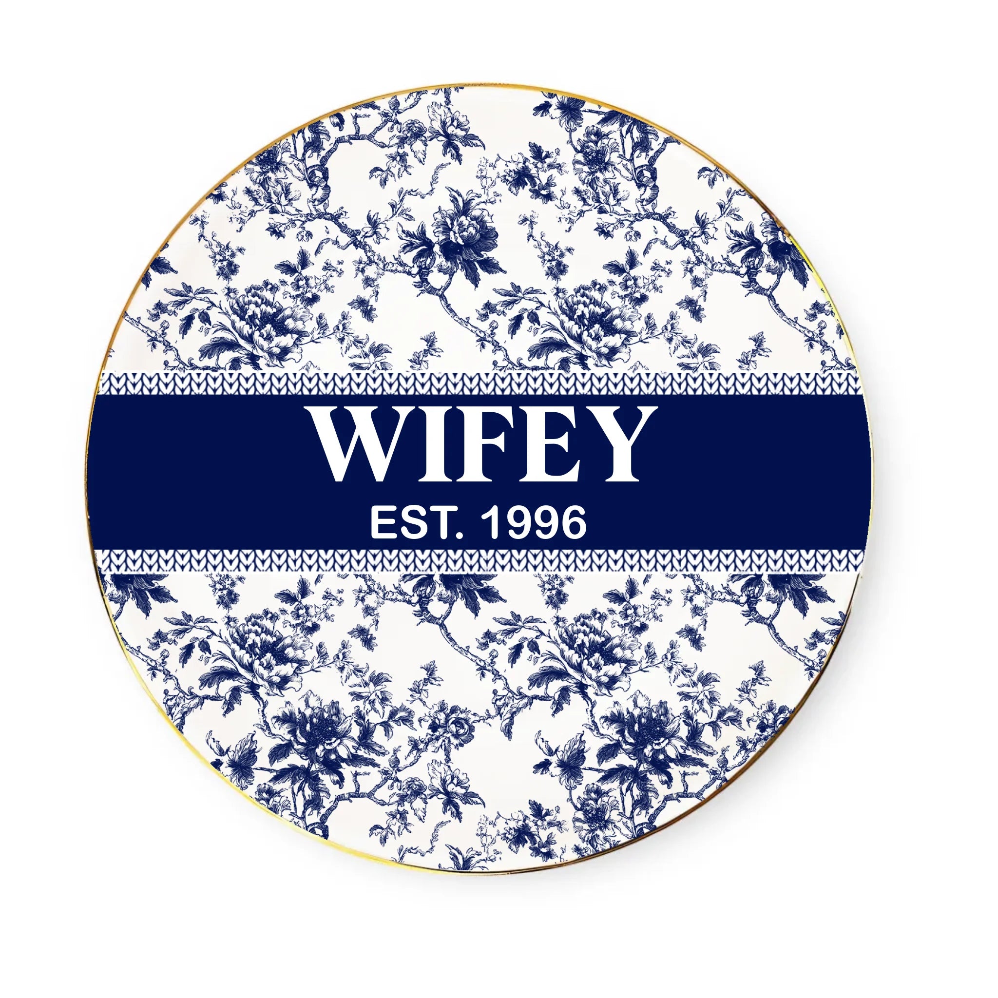 Toile Floral Jewelry Dish For Best Wife/Bride/Mrs - Personalized Jewelry Dish, Romantic Gift For Her, Birthday Gift