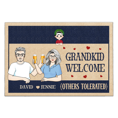 Grandkids Welcome Other Tolerated - Personalized Doormat, Gift For Grandparents, Family Gift