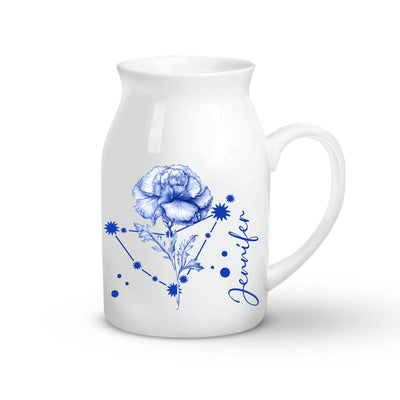 Zodiac Birth Flower Whispers Of Love - Personalized Flower Vase, Gift For Grandma/ Mom