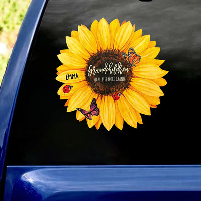 Grandchildren Make Life More Grand - Personalized Decal, Gift for Grandparents, Grandma/Grandpa Custom Gift, Family Gift