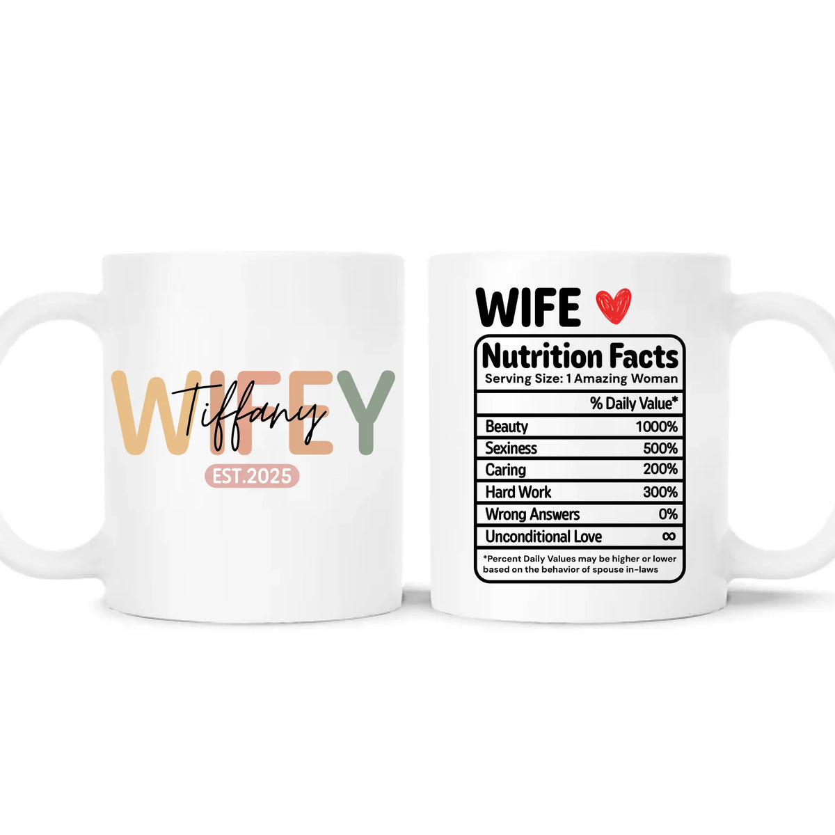 Custom Name Wife Nutrition Facts For Amazing Women - Personalized Mug, Gift For Wife, Anniversary Gift, Birthday Gift