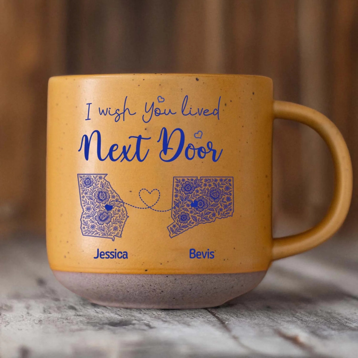 I Wish You Lived Next Door - Personalized Pottery Mug, Gift For Couple