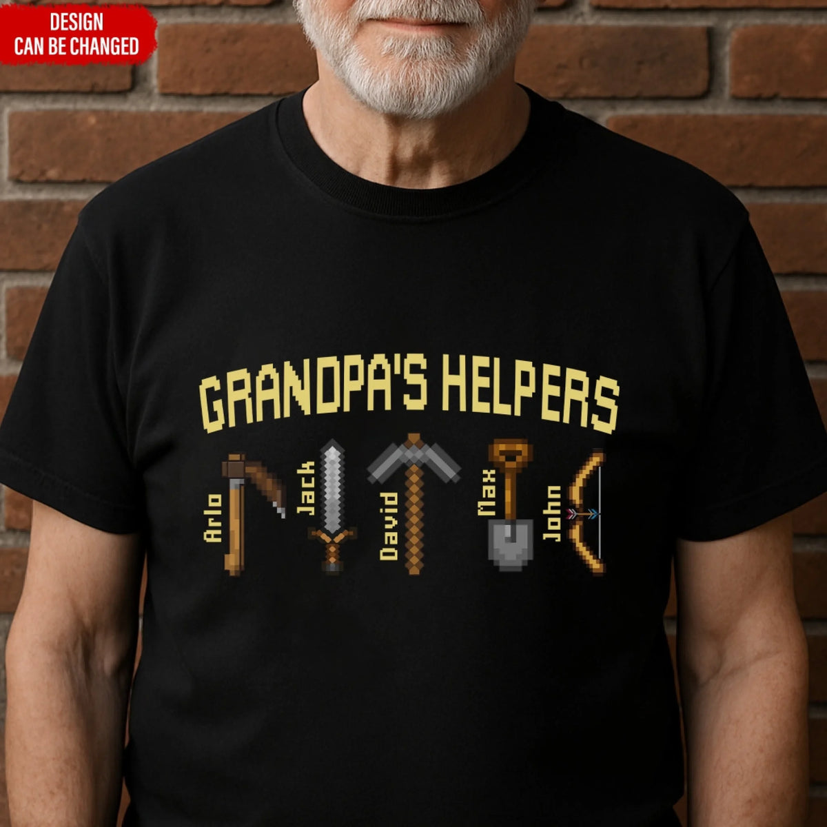 Grandpa Helper Pixel Art Style - Personalized T-Shirt, Gift for Grandpa/Papa