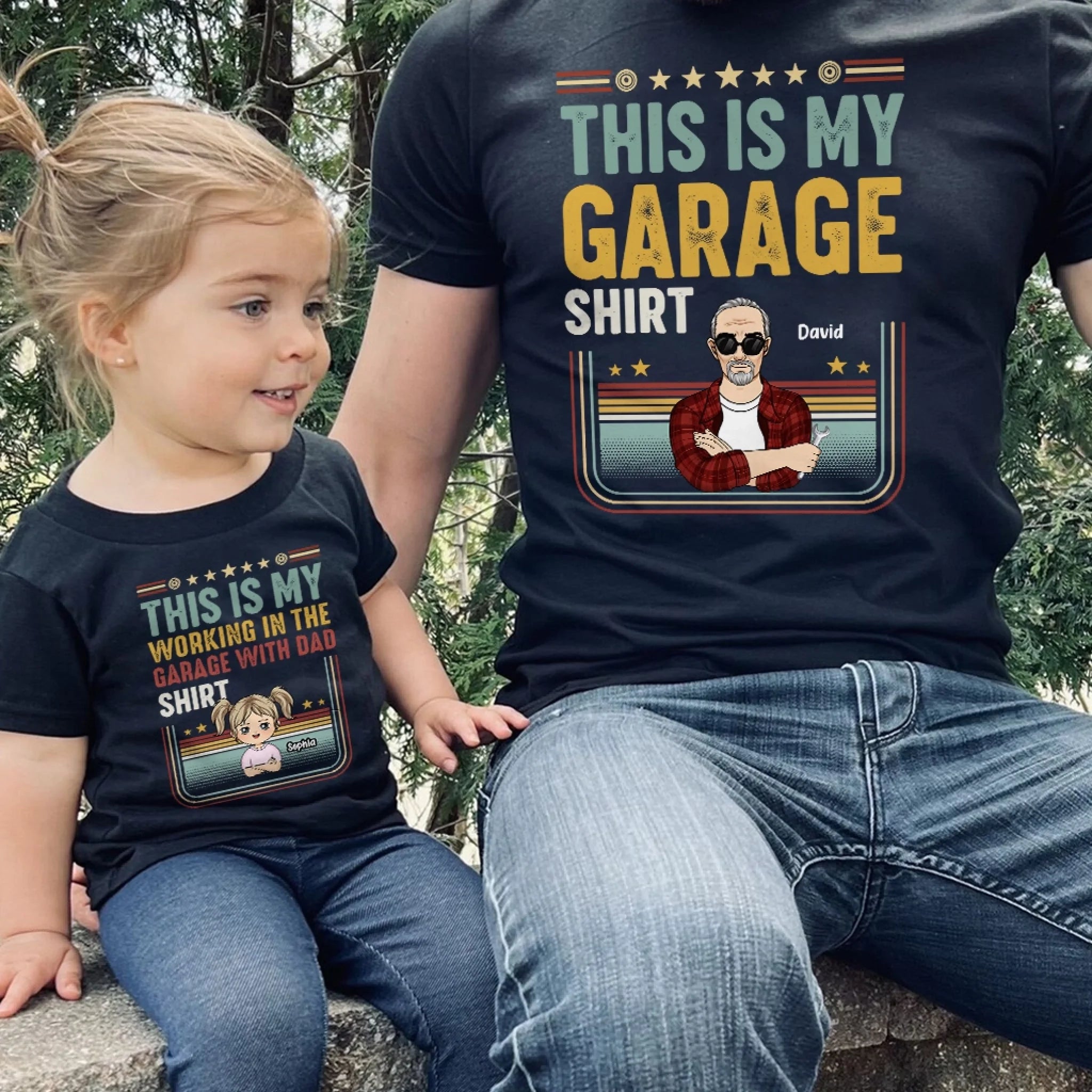 This Is My Working In The Garage With Dad Shirt - Personalized T-Shirt, Dad And Kid Matching Shirt