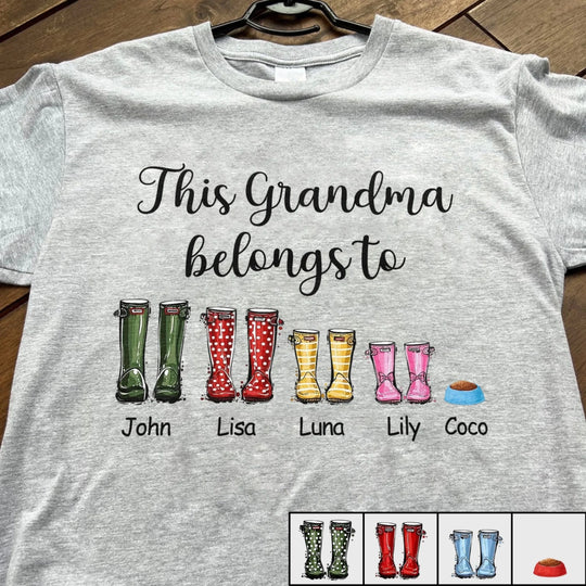This Grandma Belongs To Boots - Personalized T-Shirt, Gift For Grandparents/ Grandma/ Grandpa Gift