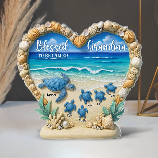 Blessed To Be Called Grandma Turtley Version - Personalized Acrylic Plaque, Gift For Grandma/Nana