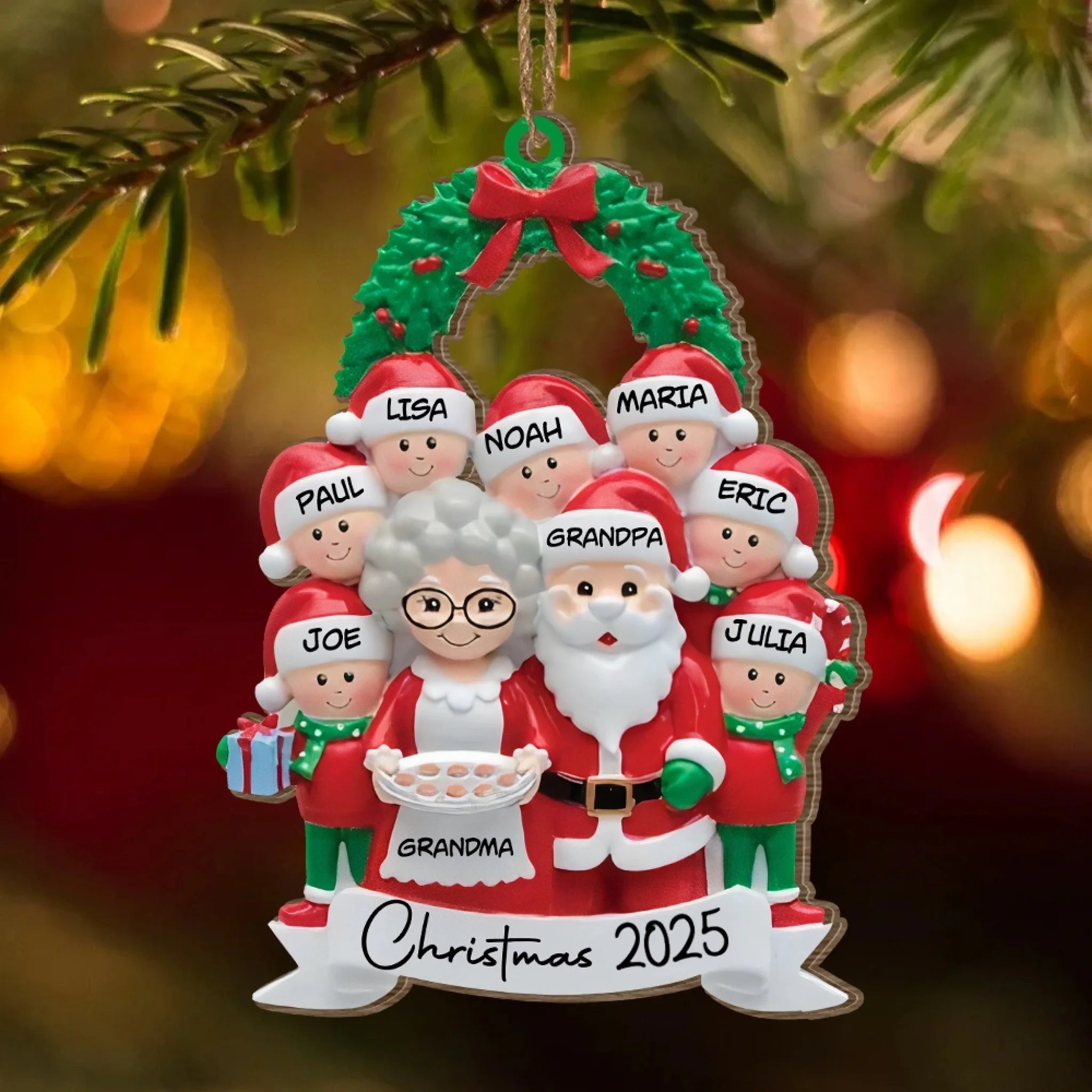Grandkids with Grandparents - Personalized Christmas Ornament, Gift for Grandma, Gift for Grandpa