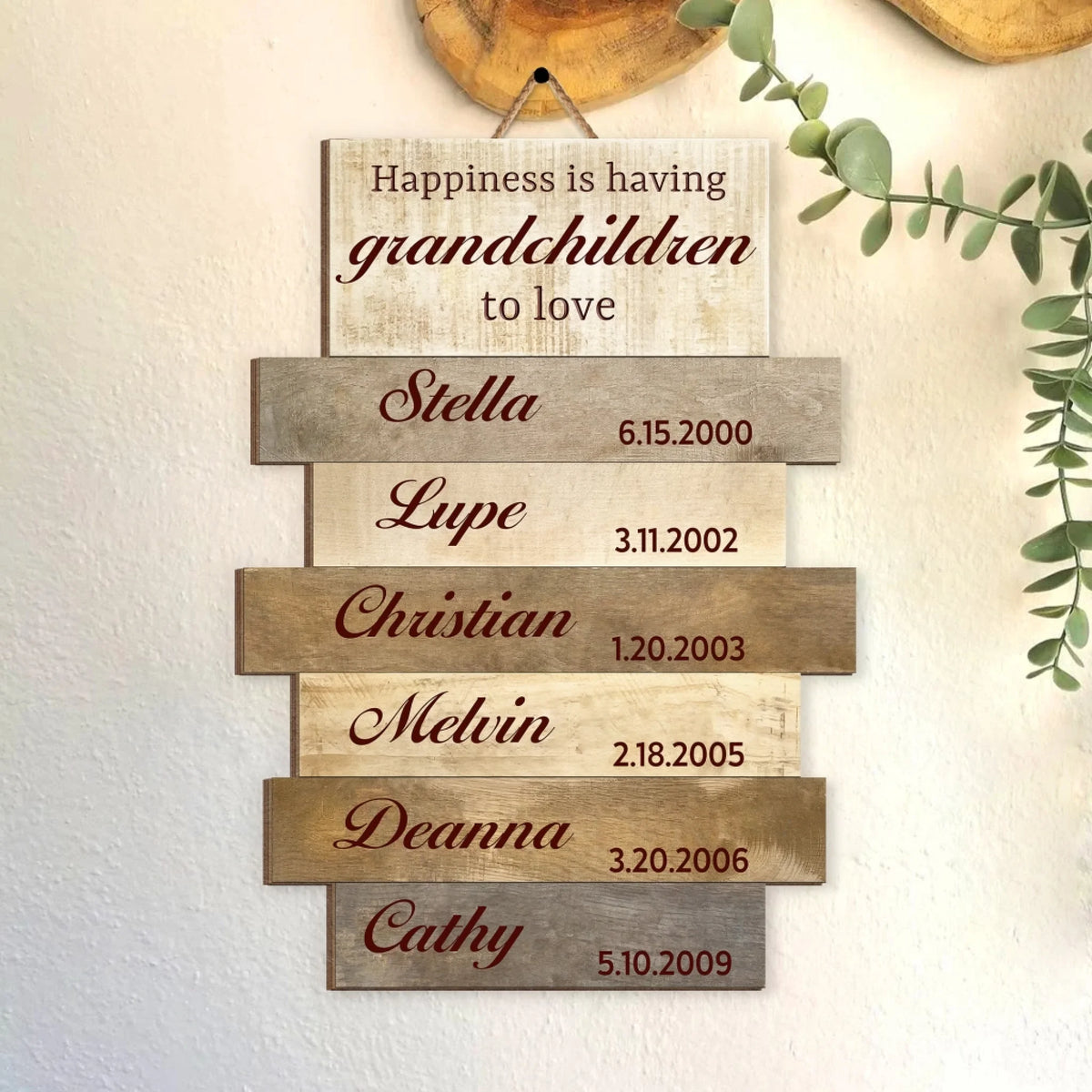 Happiness Is Having Grandchildren To Love - Personalized Wood Sign, Gift For Grandparents, Grandma/ Grandpa Gift