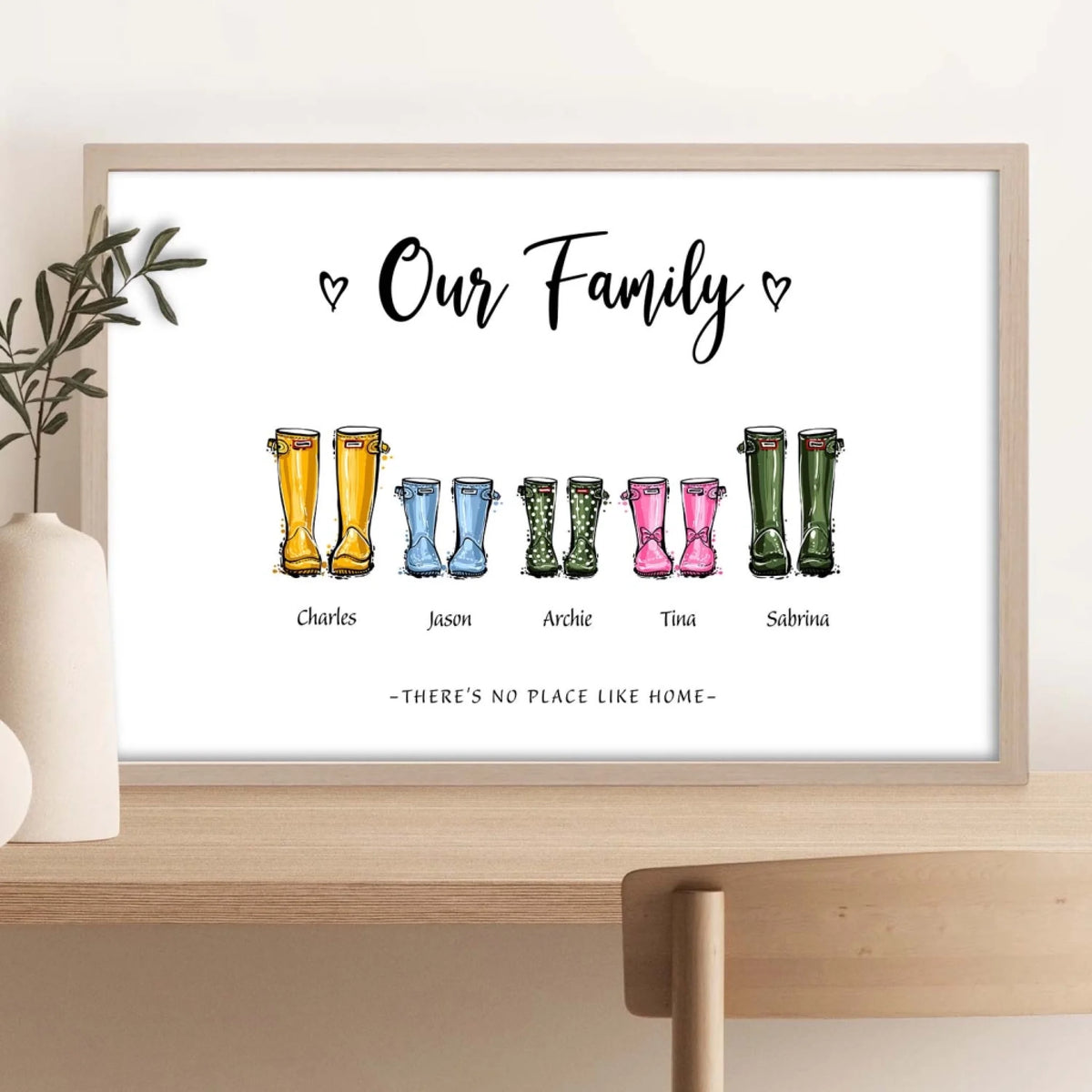 Family Picture Boot Version - Personalized Poster, Gift For Family, Home Decor, Thoughtful Gift For Grandparent