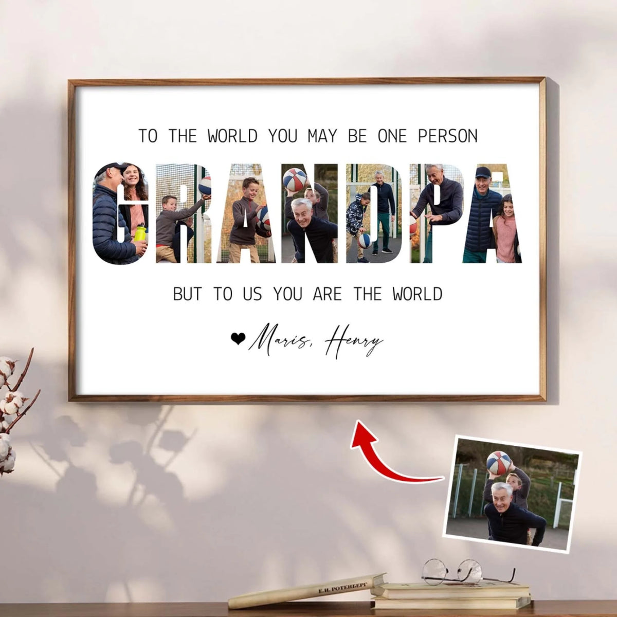 To Us You Are The World Custom Photo - Personalized Poster, Grandparent House Decor, Gift For Grandpa/Grandma