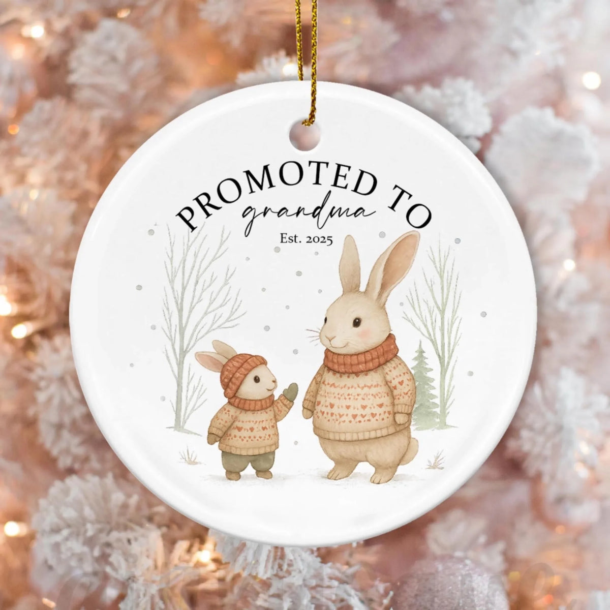 Promoted To Grandma - Personalized Ceramic Ornament, Pregnancy Announcement Grandparents Gift, First Time Grandparents