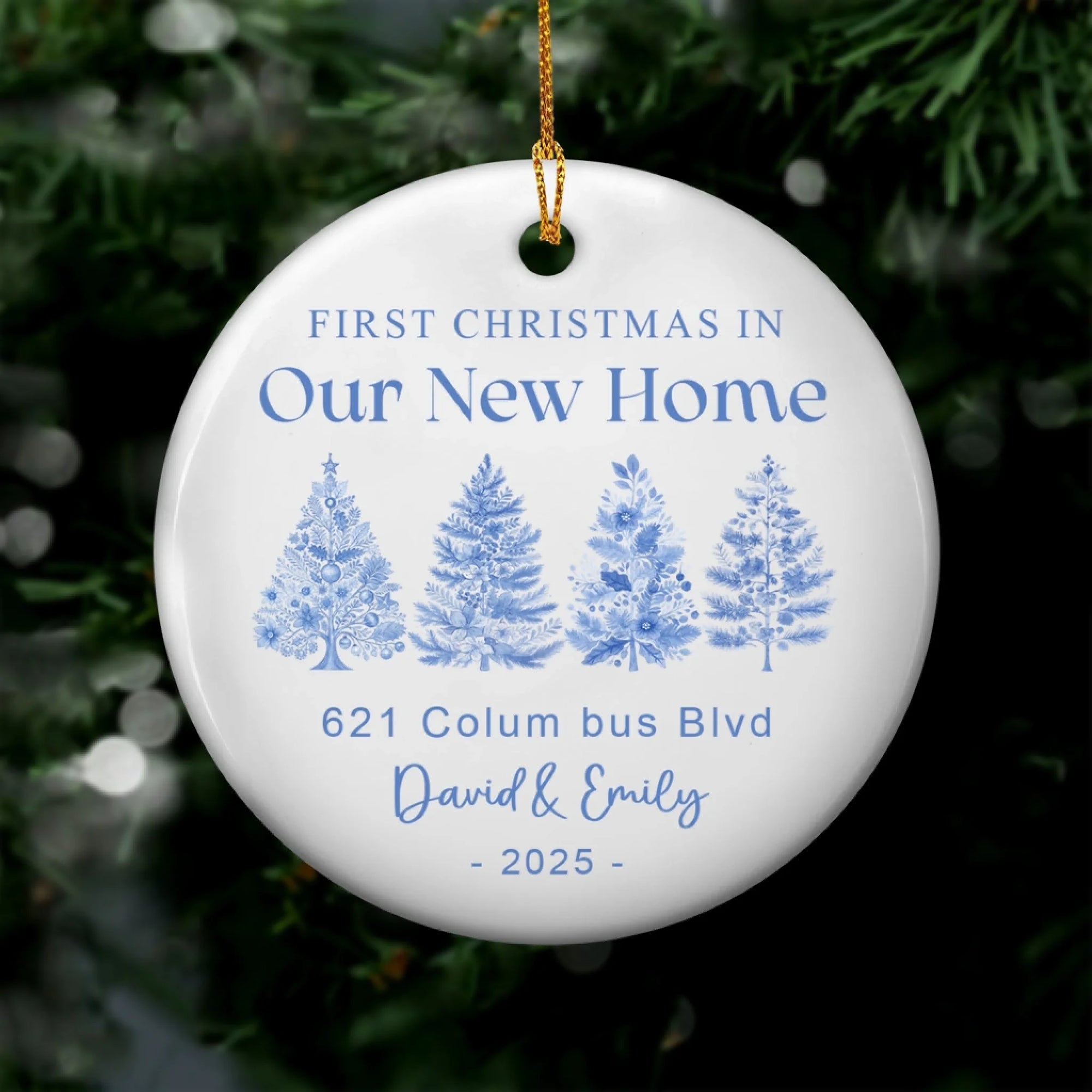 First Christmas in Our New Home Chinoiseries Toile Version mk 3