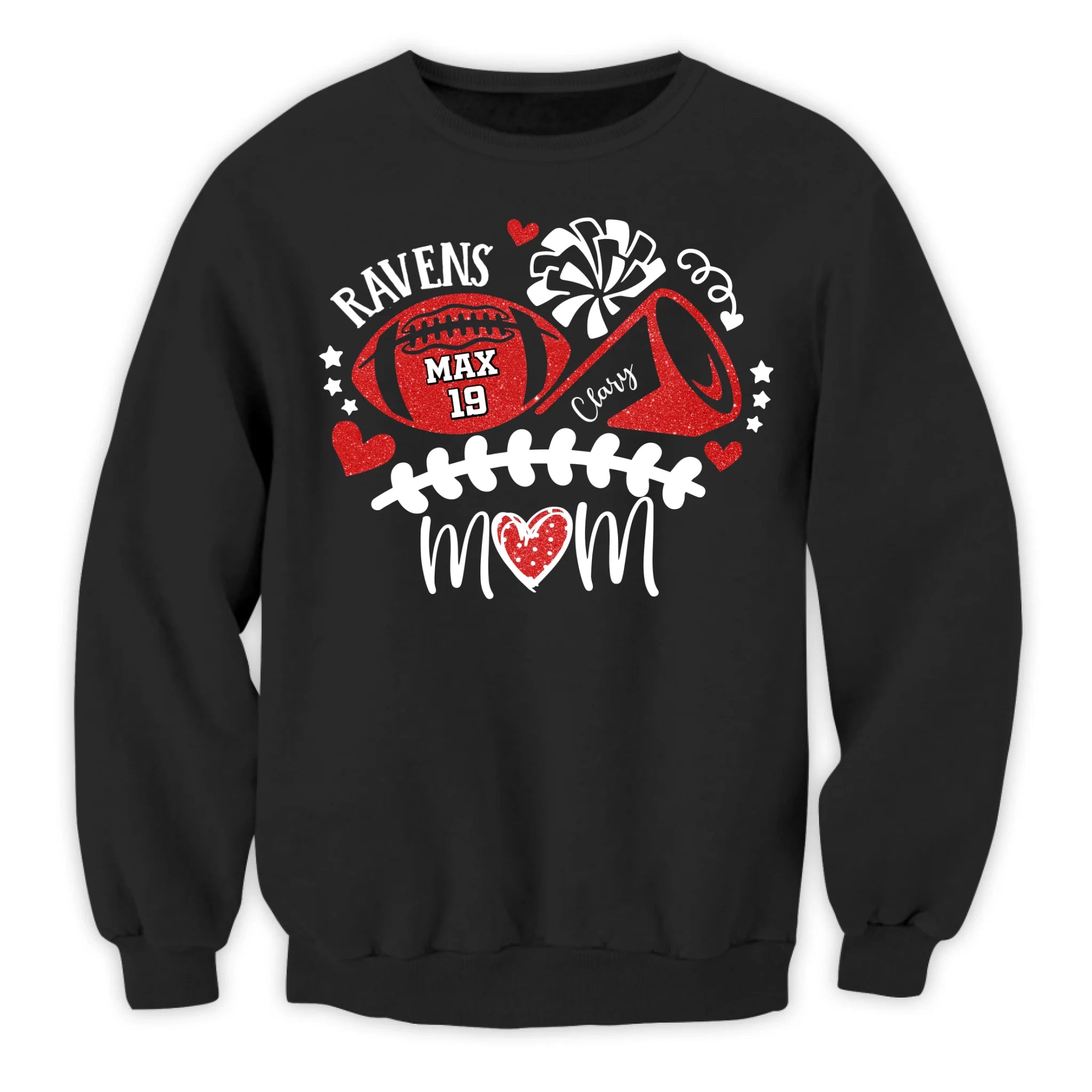 Football and Cheer Mom - Personalized T-shirt, Custom Name and Number Football Shirt, Football Mama Shirt