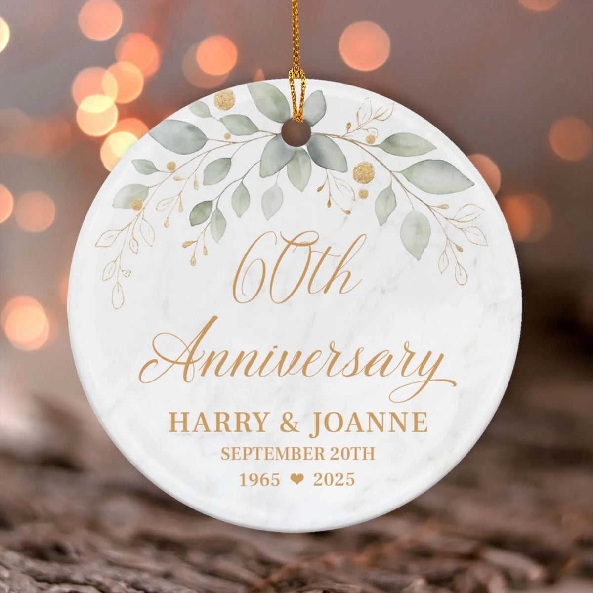 Keepsake Anniversary Ornament – Personalized Ceramic Ornament, Wedding & Milestone Gift For Parents Or Couple