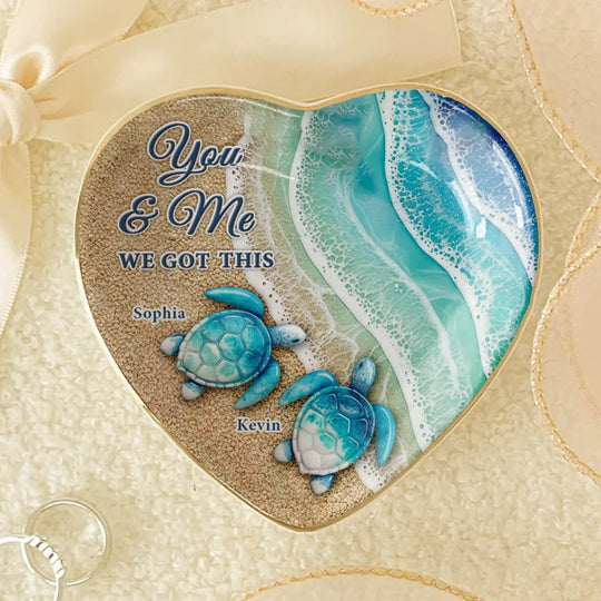 Turtle Couple You & Me We Got This - Personalized Jewelry Dish, Anniversary Gift, Romantic Keepsake For Couple