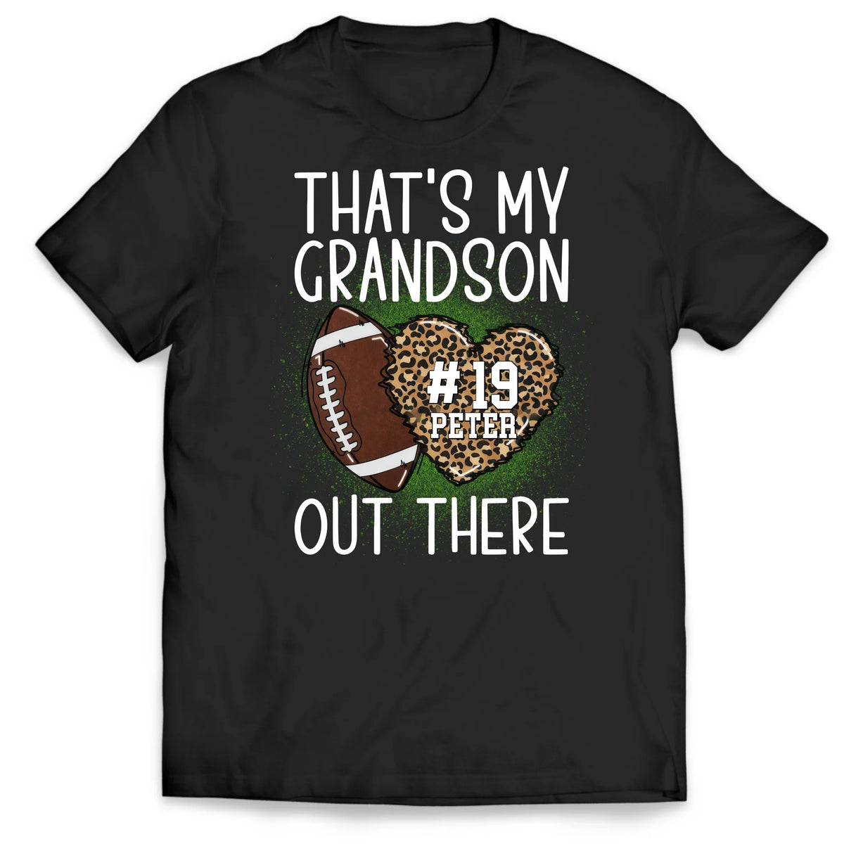 That&#39;s My Grandson Out There Leopard - Personalized T-Shirt, Gift For Football Grandpa/ Grandma/ Grandparents