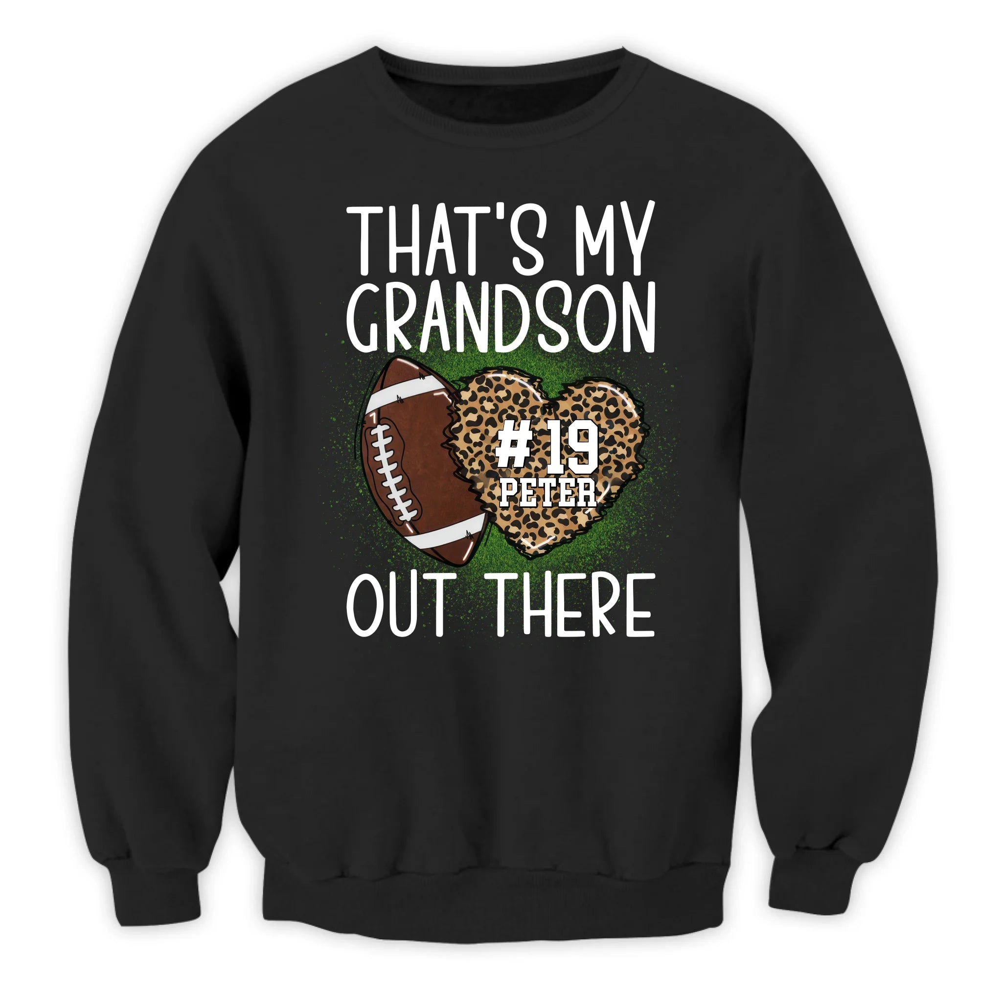 That's My Grandson Out There Leopard - Personalized T-Shirt, Gift For Football Grandpa/ Grandma/ Grandparents
