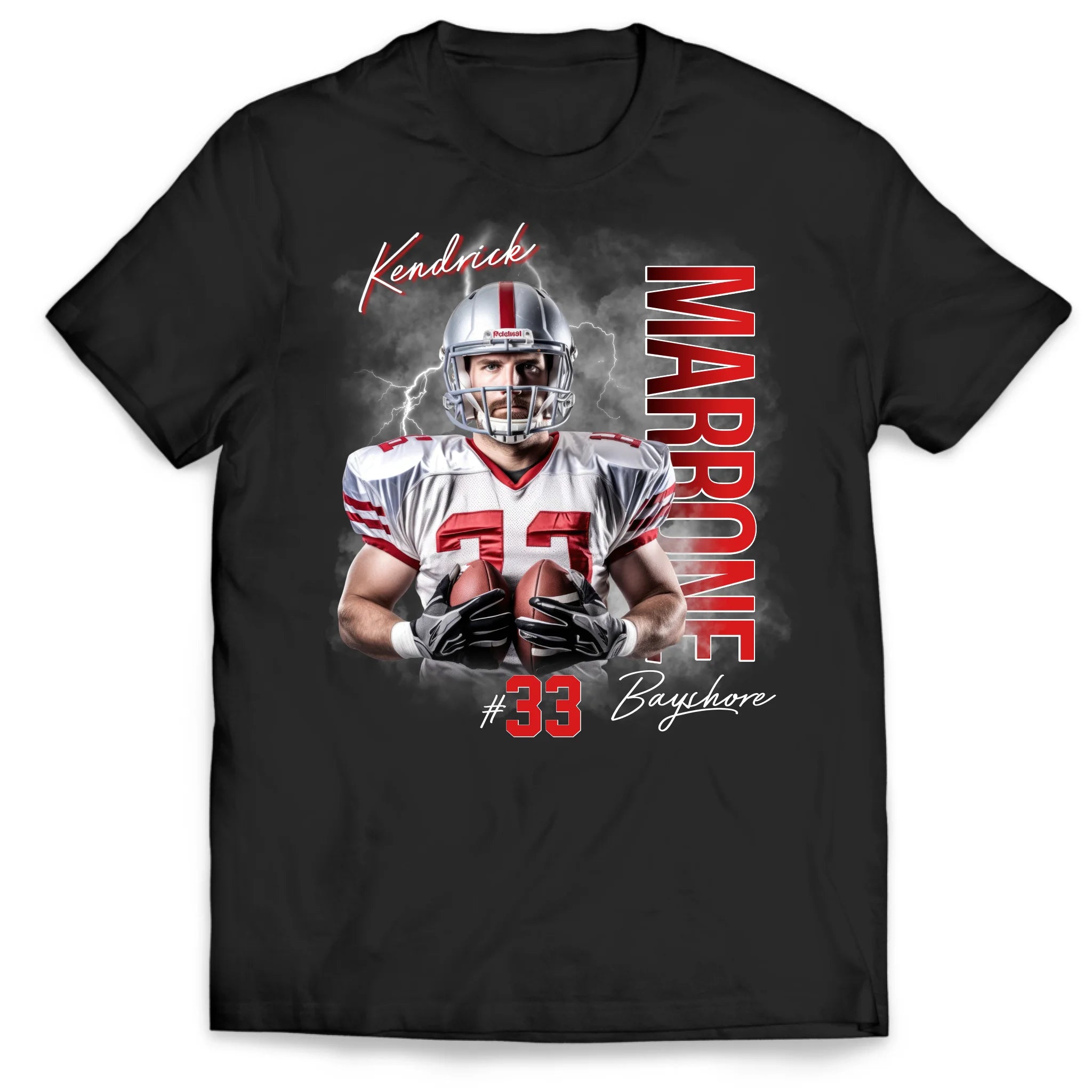 Football Player With Custom Photo - Personalized T-Shirt, Gift For Football Lovers, For Football Mom