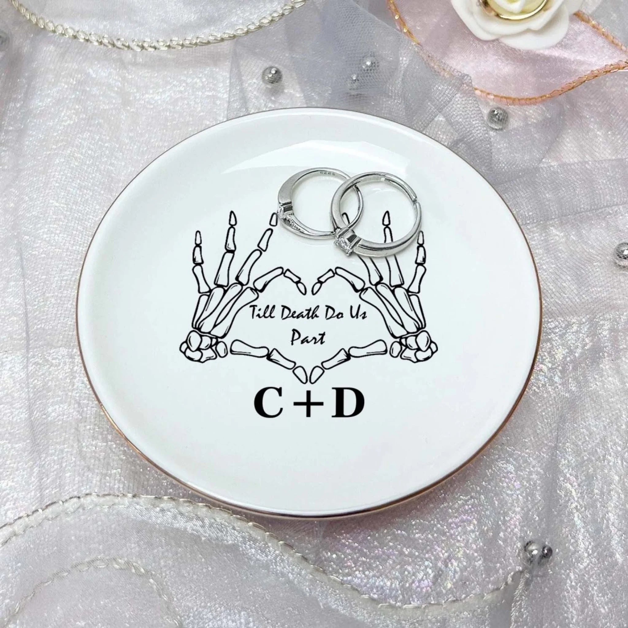 Till' Death Do Us Part - Personalized Jewelry Dish, Gift For Couple, Wedding Ring Dish, Engaged Ring Dish