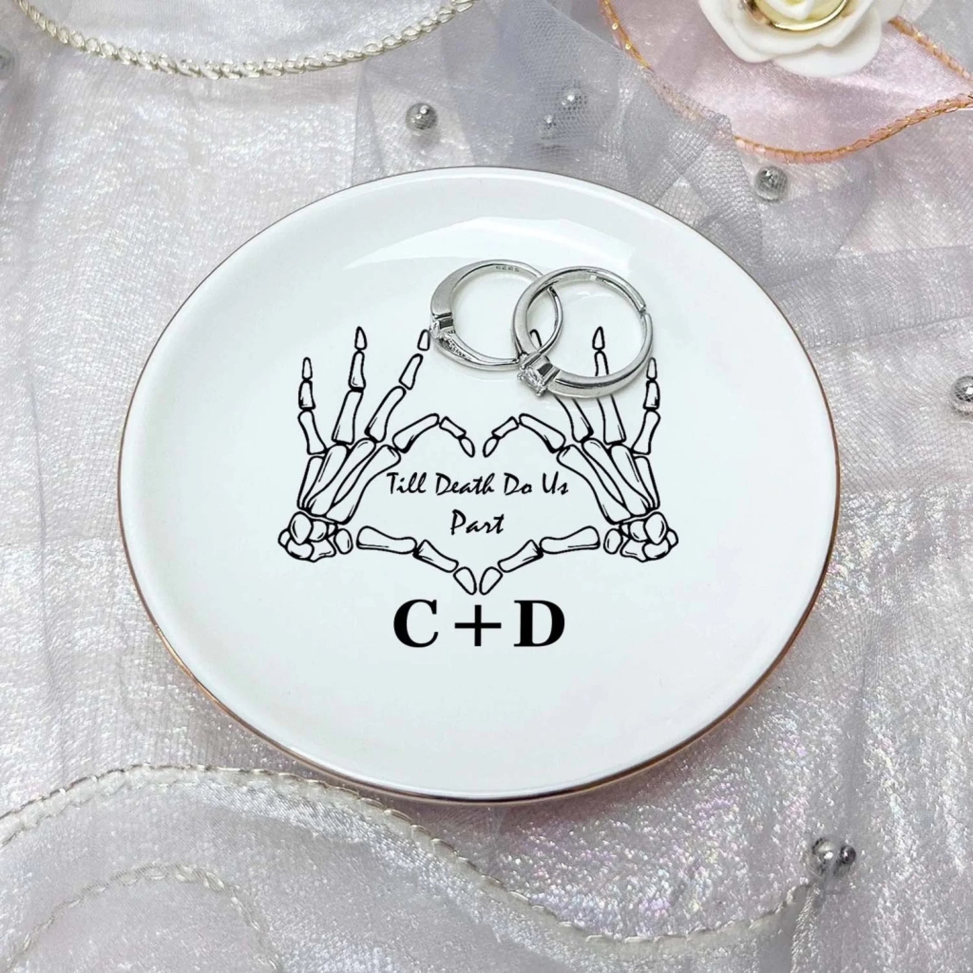 Till' Death Do Us Part - Personalized Jewelry Dish, Gift For Couple, Wedding Ring Dish, Engaged Ring Dish