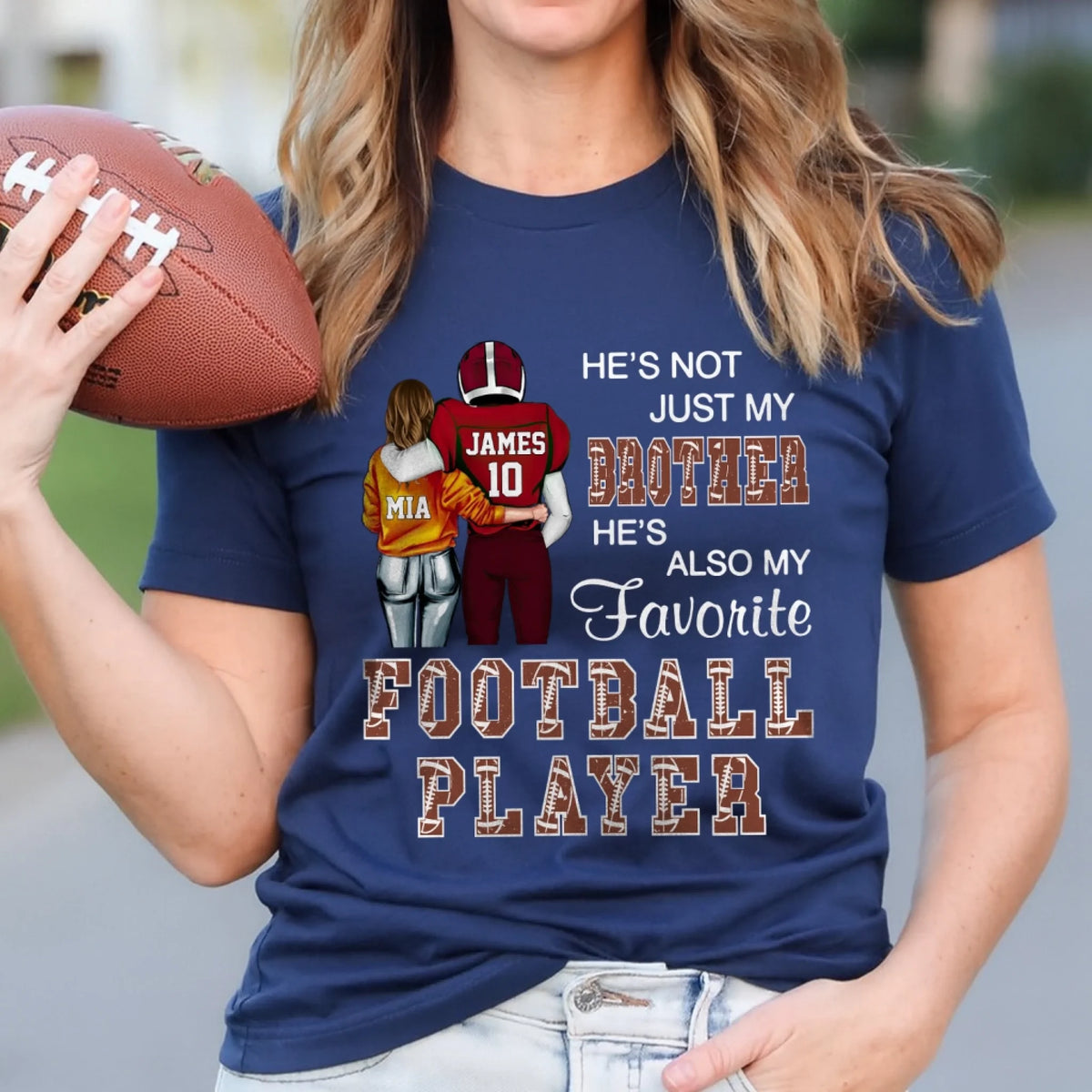 My Grandson, My Favorite Football Player - Personalized T-Shirt, Custom Football Grandma/Grandpa T-Shirt